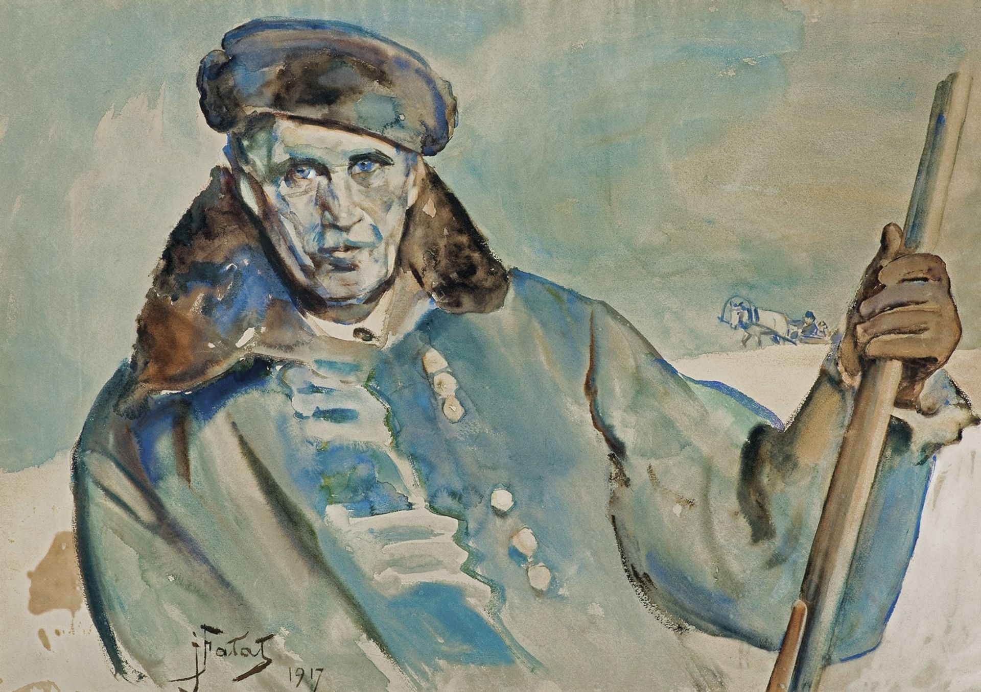 Self-Portrait In Winter Coat by Julian Fałat