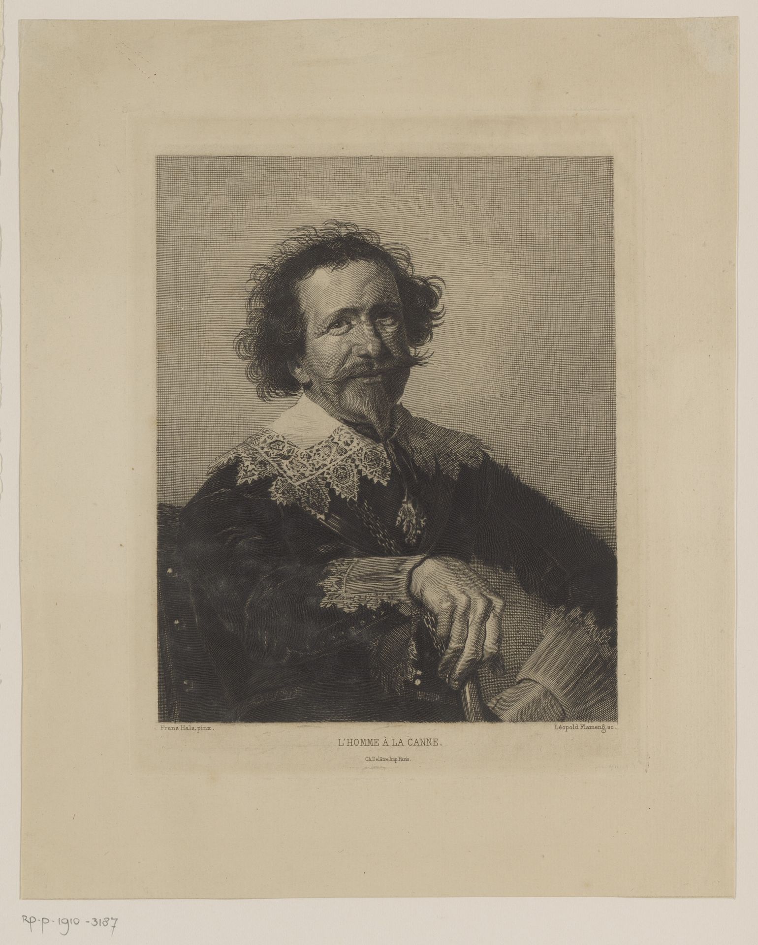 Portret van een onbekende man met stok by Léopold Flameng