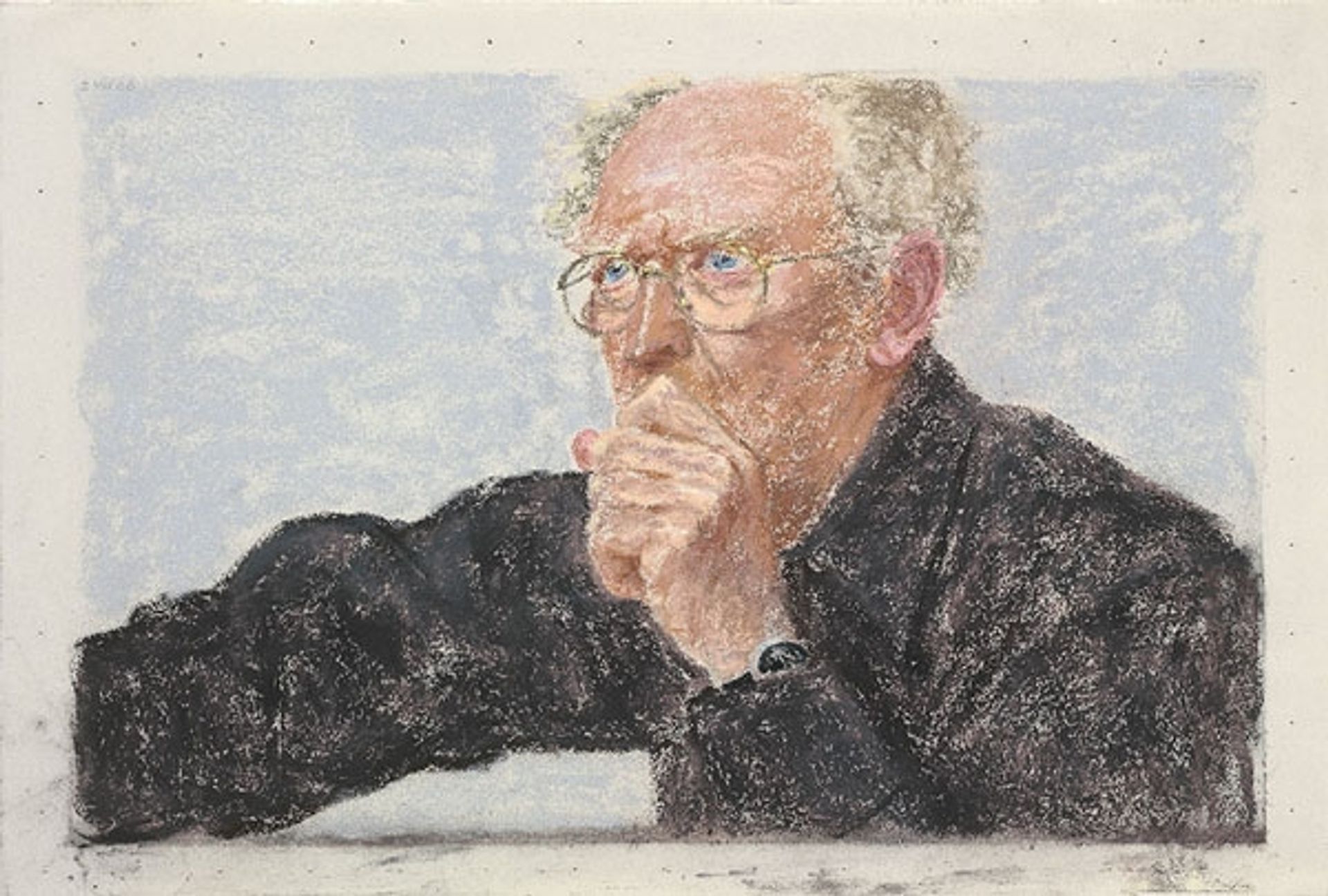 Self-Portrait in Black Shirt, Right Arm Outstretched by Avigdor Arikha