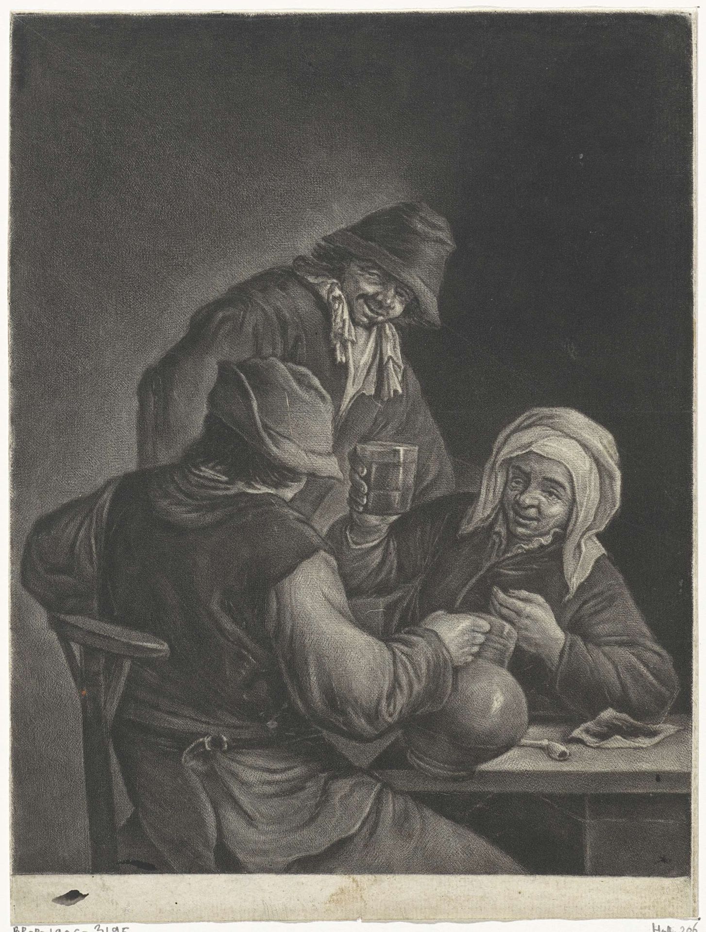 Twee boeren en een oude vrouw by Jacob Gole