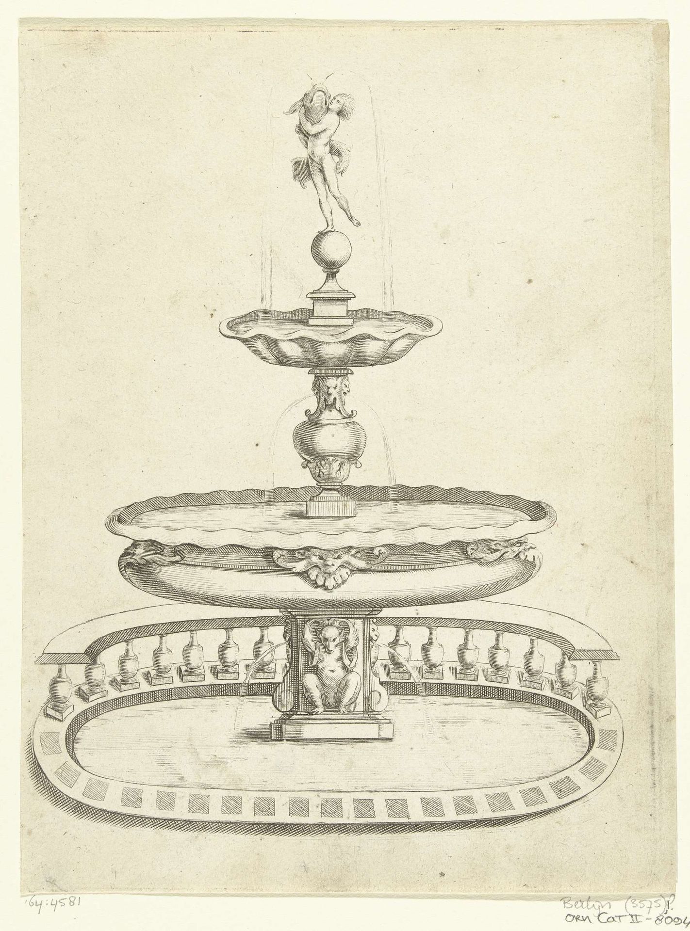 Fontein met twee waterbassins by Anonymous