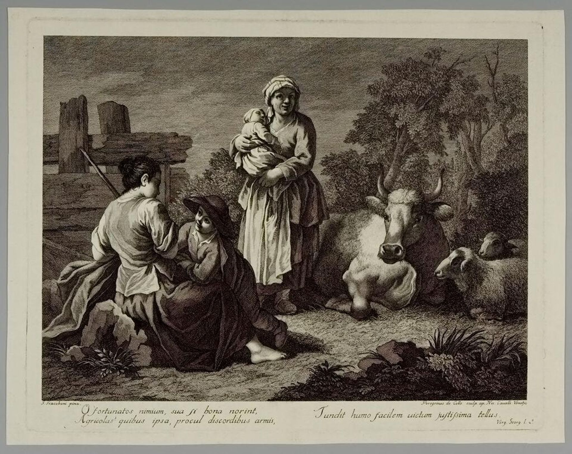 Peasants and Cattle by Pellegrino dal Colle