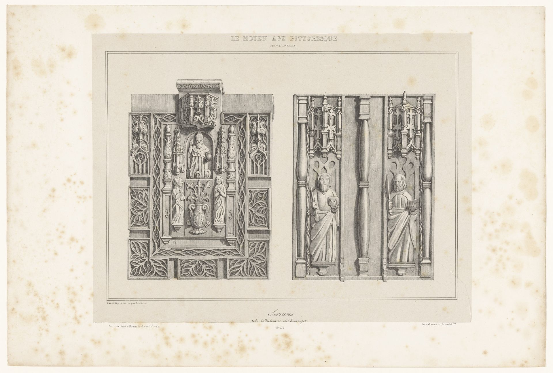 Sloten met Bijbelse figuren in reliëf by Léon Auguste Asselineau