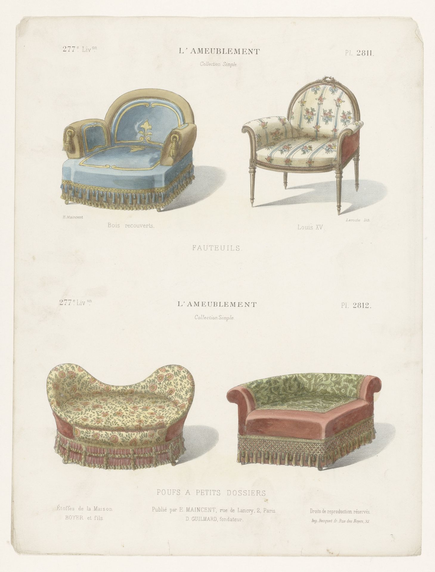 Twee fauteuils en twee poefen by Léon Laroche