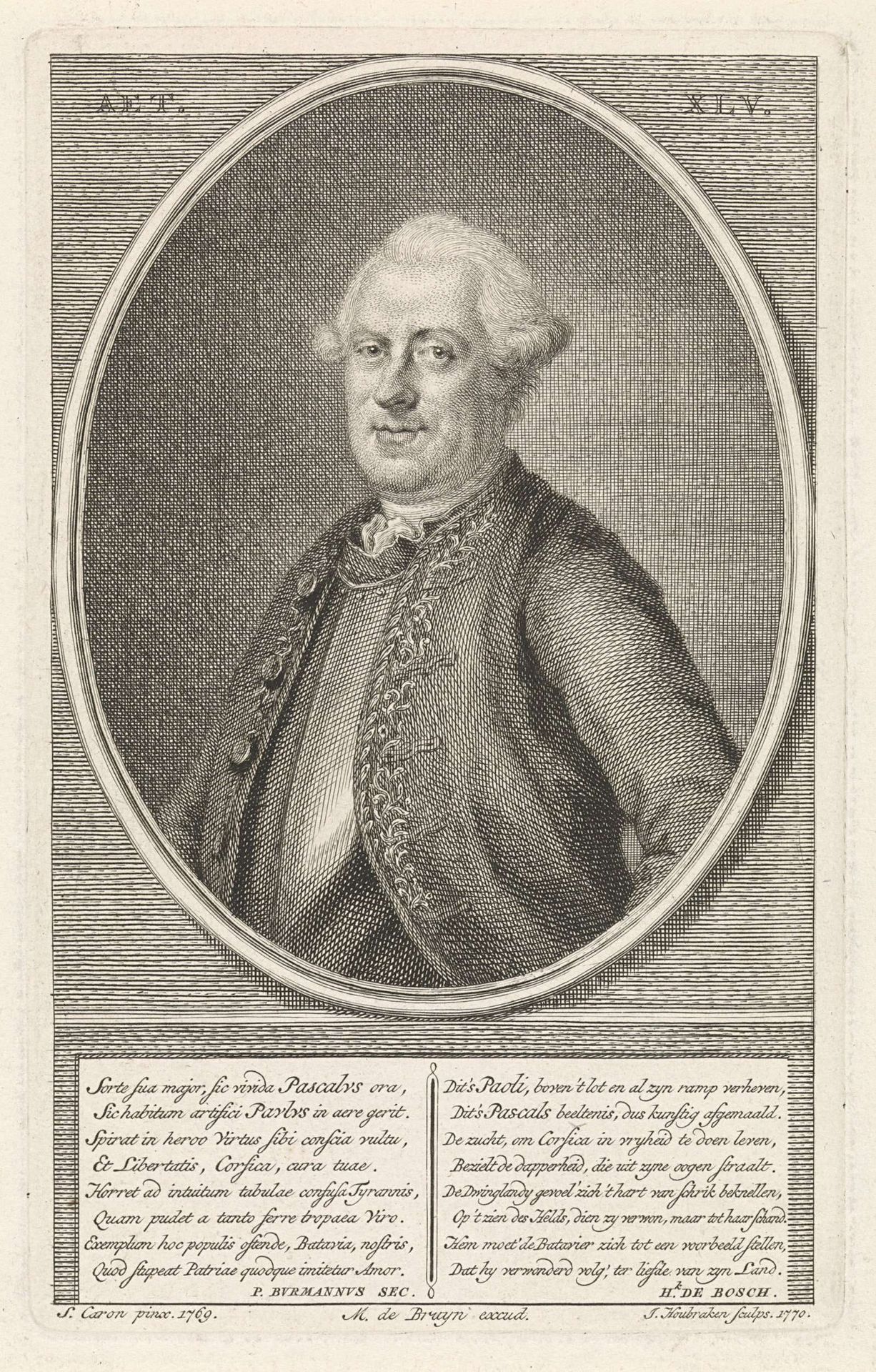Portret van Pasquale Paoli by Jacob Houbraken