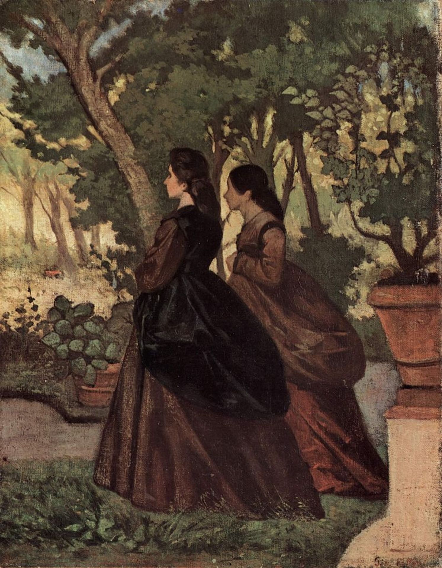 Two ladies in the garden of Castiglioncello by Giovanni Fattori