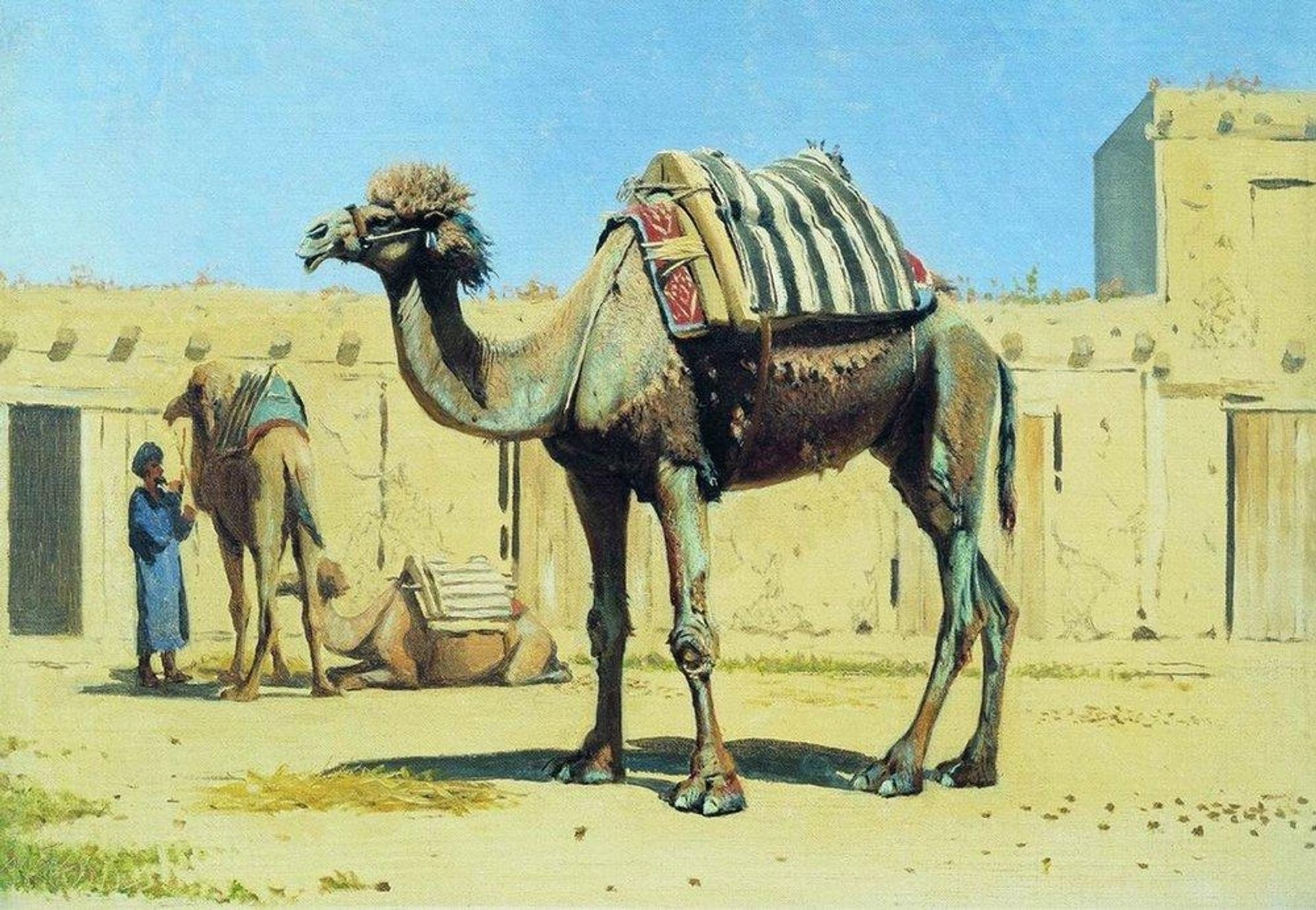Camel in the courtyard of caravanserai by Vasily Vereshchagin
