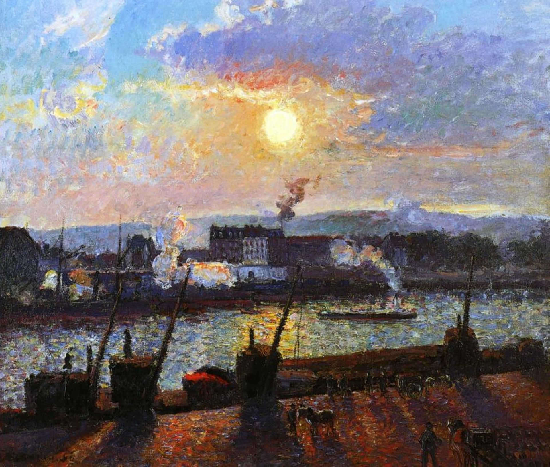 Sunset, Rouen - Camille Pissarro | Artera