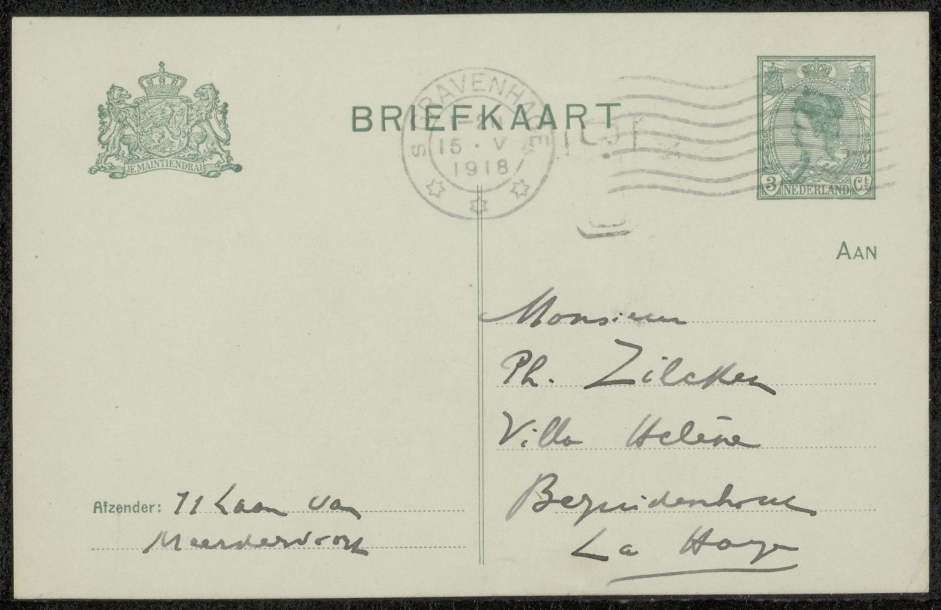 Briefkaart aan Philip Zilcken by Cyriel Buysse