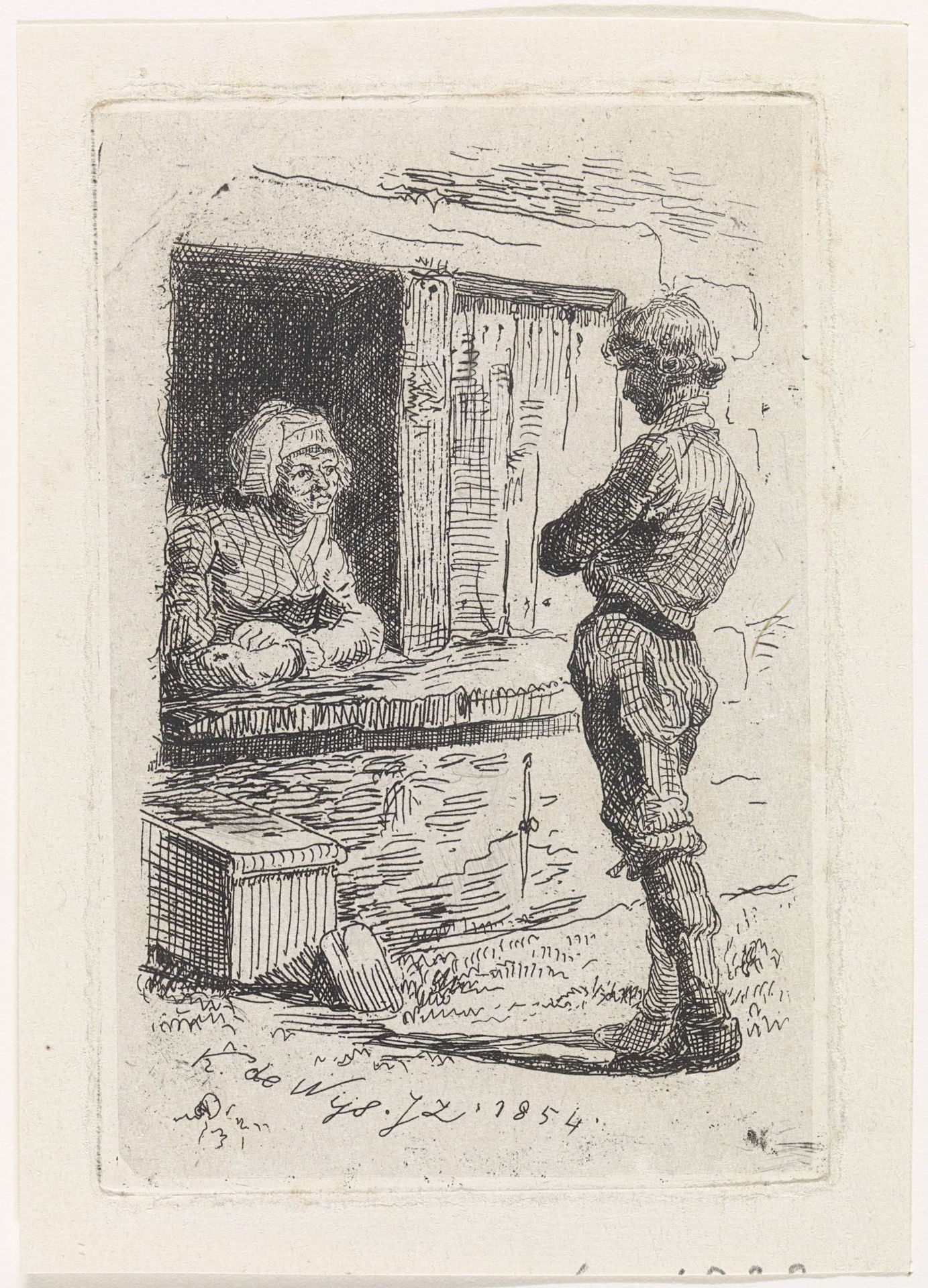 Gesprek aan het venster by Kornelis Jzn de Wijs