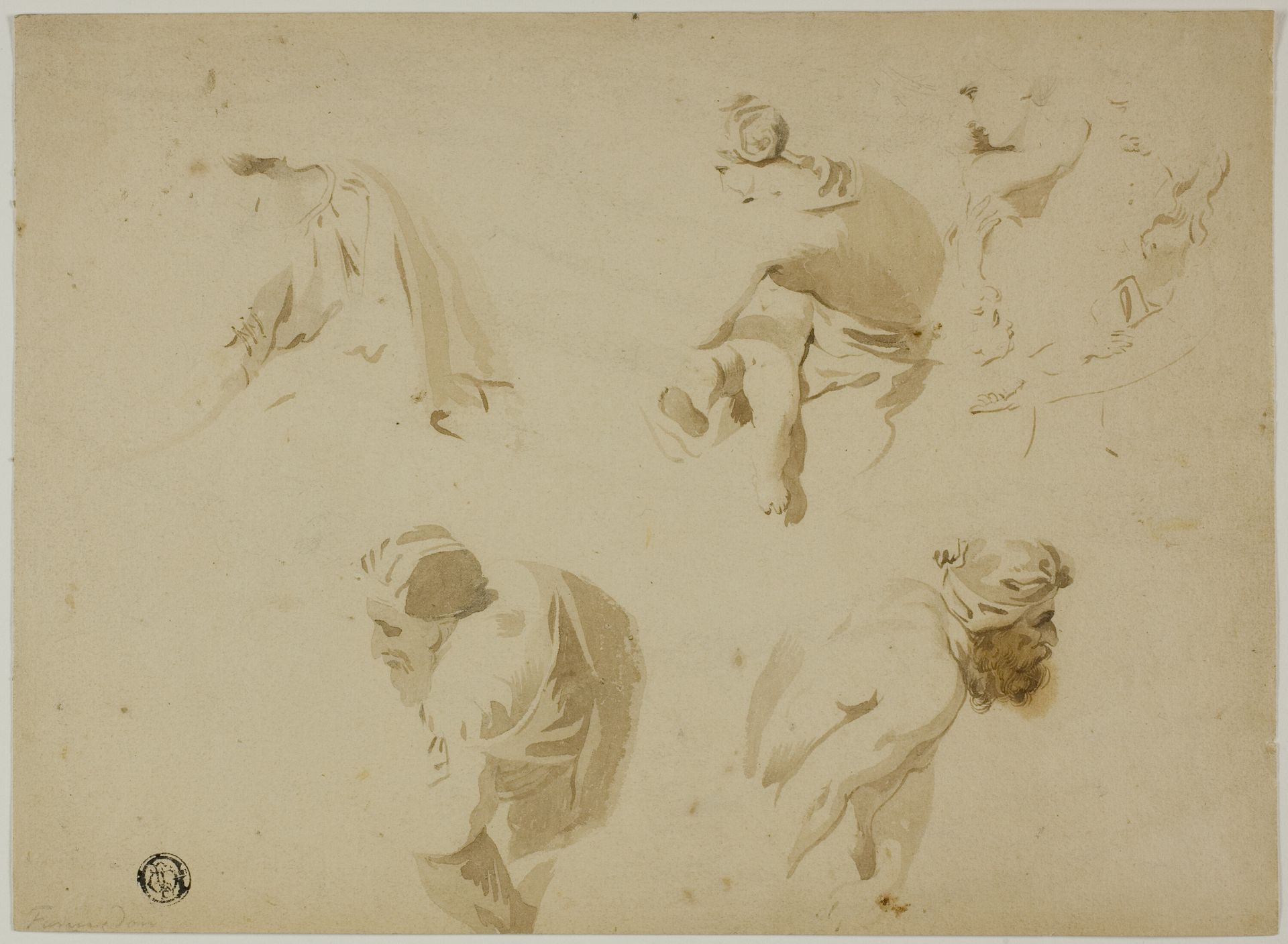 Sketches of Mother and Child, Stooping Man by Anonymous