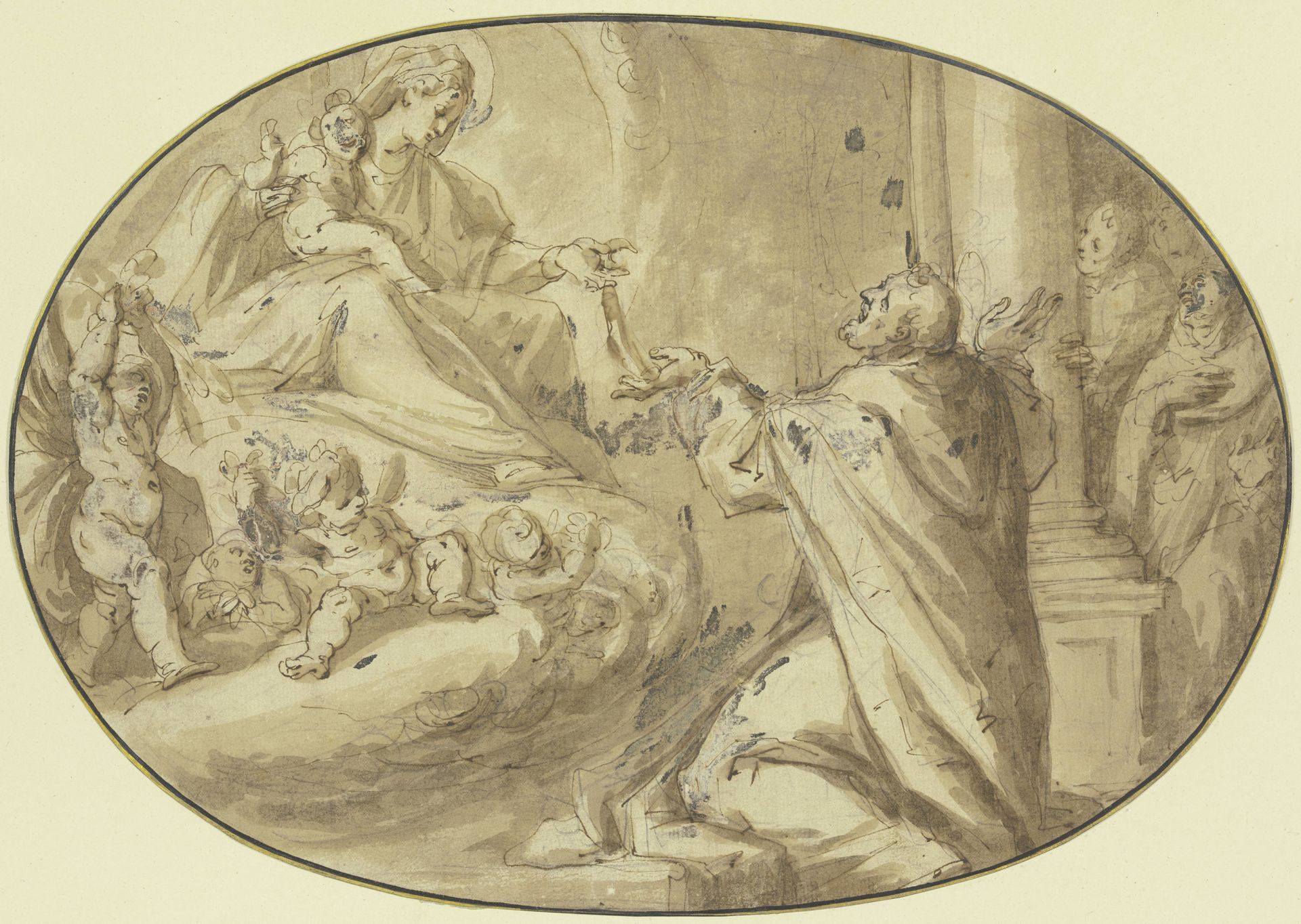 Maria übergibt dem Apostel Thomas ihren Gürtel by Agostino Carracci