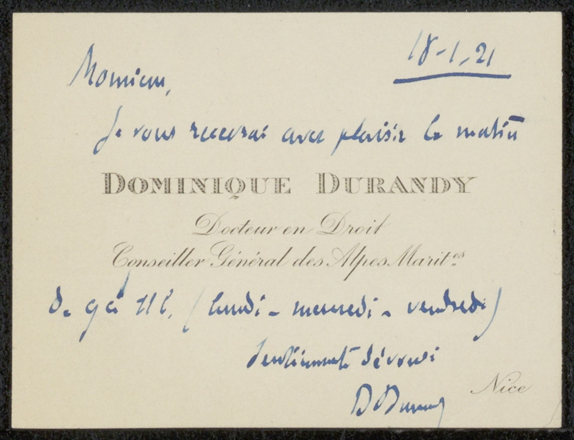 Visitekaartje aan Philip Zilcken by Dominique Durandy