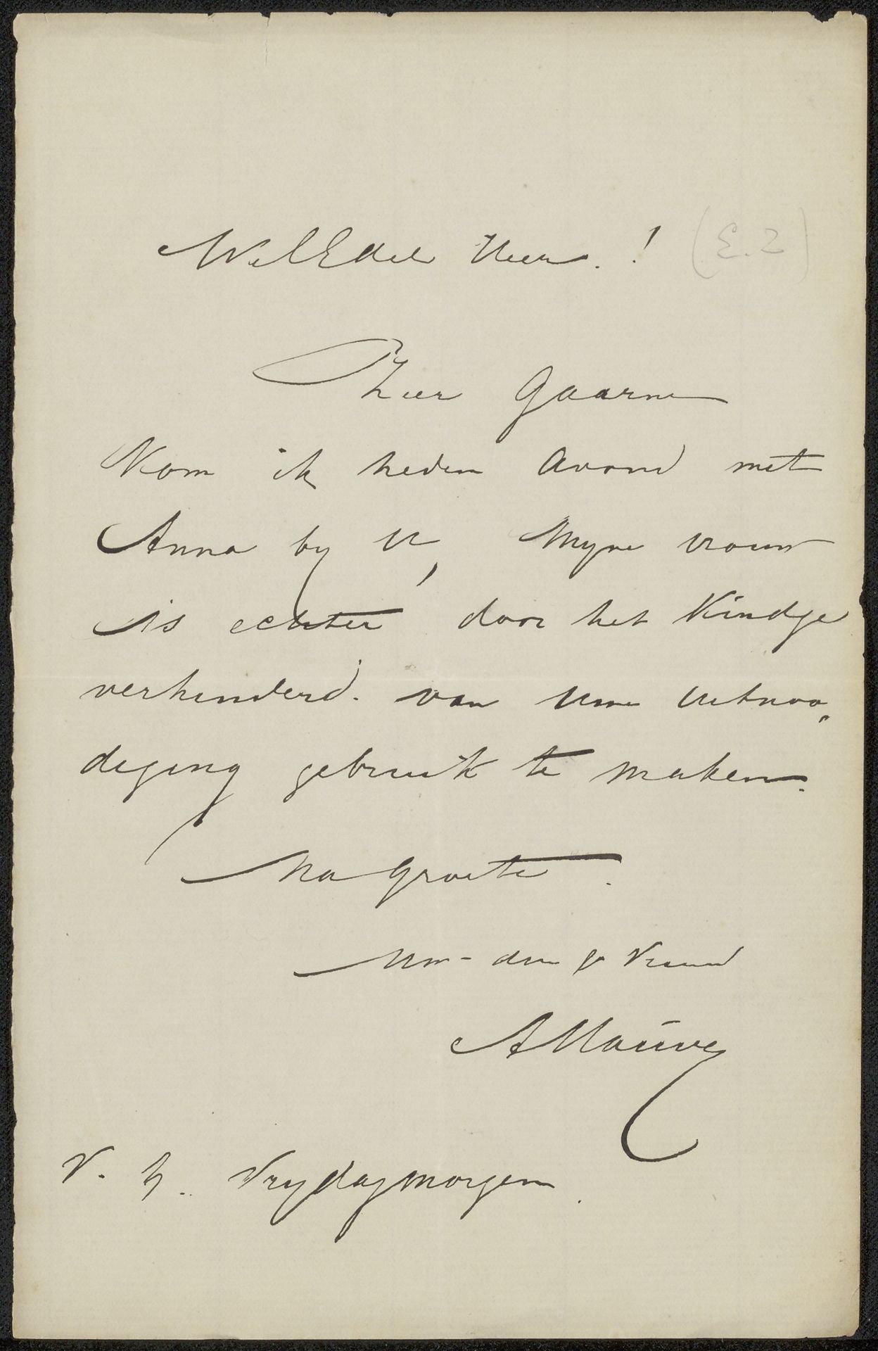 Brief aan Philip Zilcken by Anton Mauve