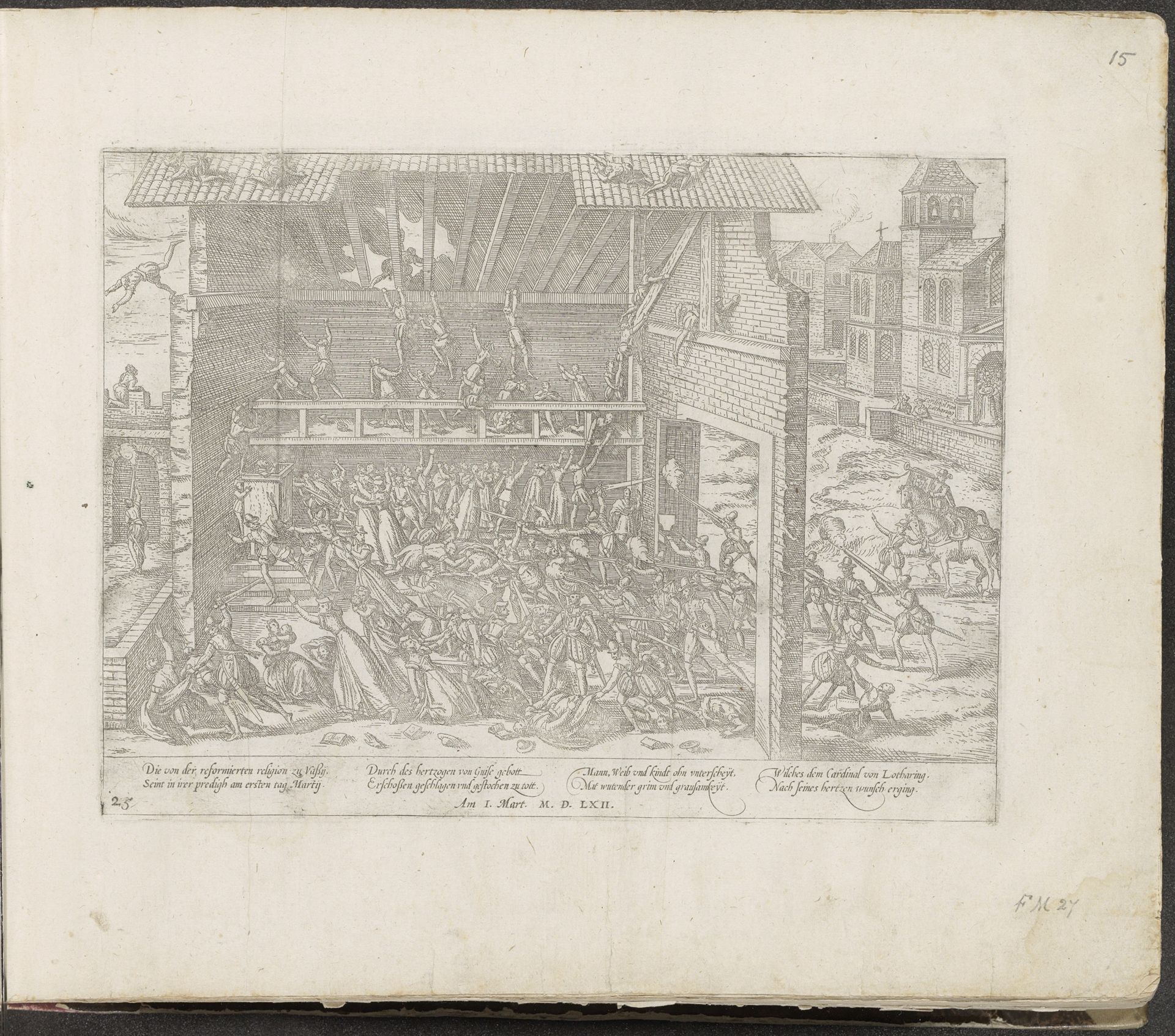 Moord op de protestanten te Wassy, 1562 by Frans Hogenberg