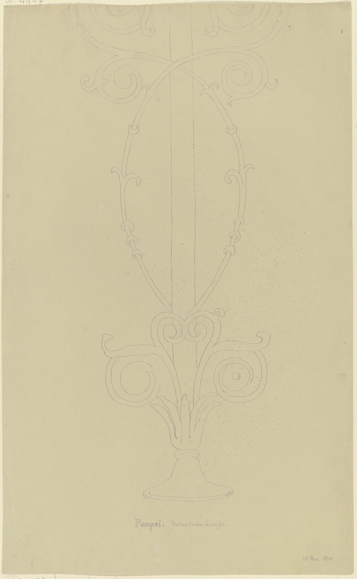 Wandfries aus Pompeij mit einem von Pflanzengirlanden umrahmten Kandelaber by Friedrich Maximilian Hessemer