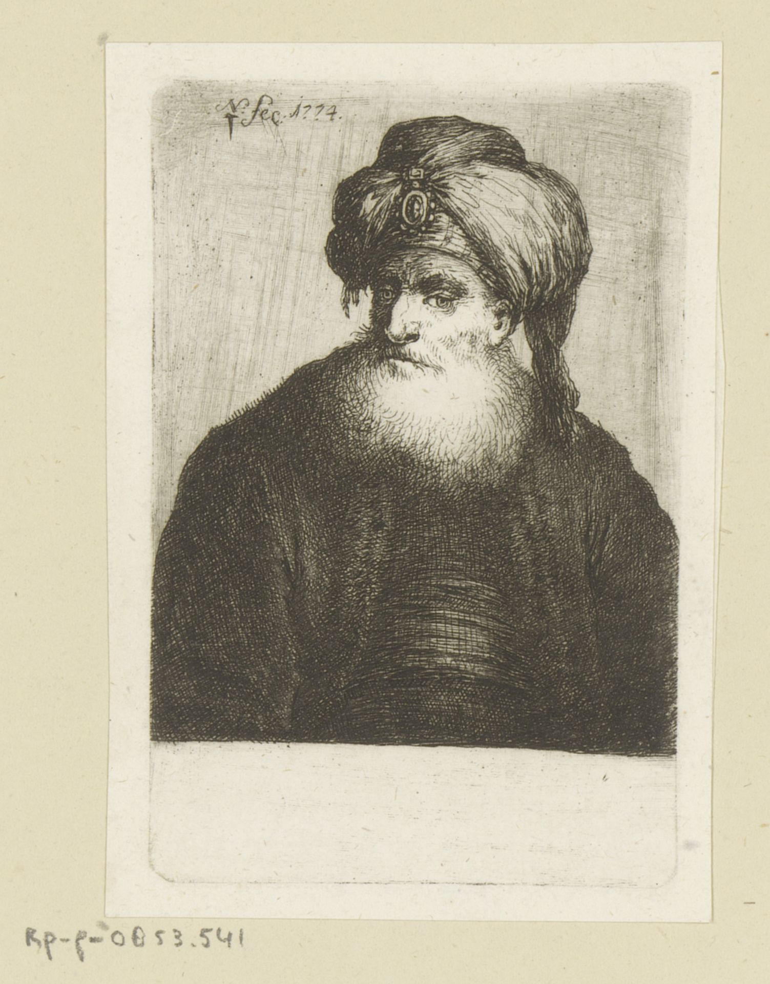 Man met tulband en baard by Johann Andreas Benjamin Nothnagel