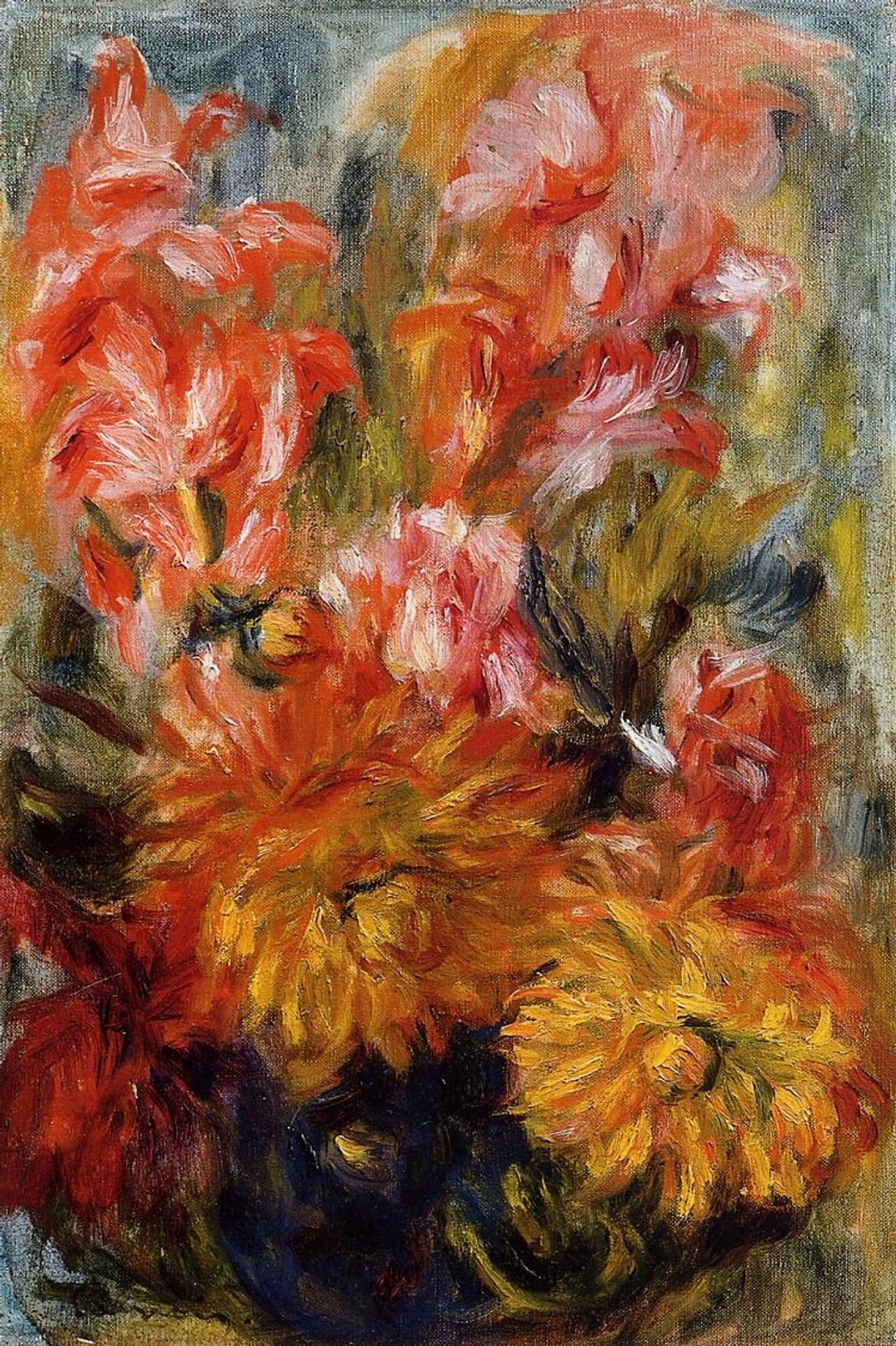 Gladiolas in a Blue Vase by Pierre-Auguste Renoir