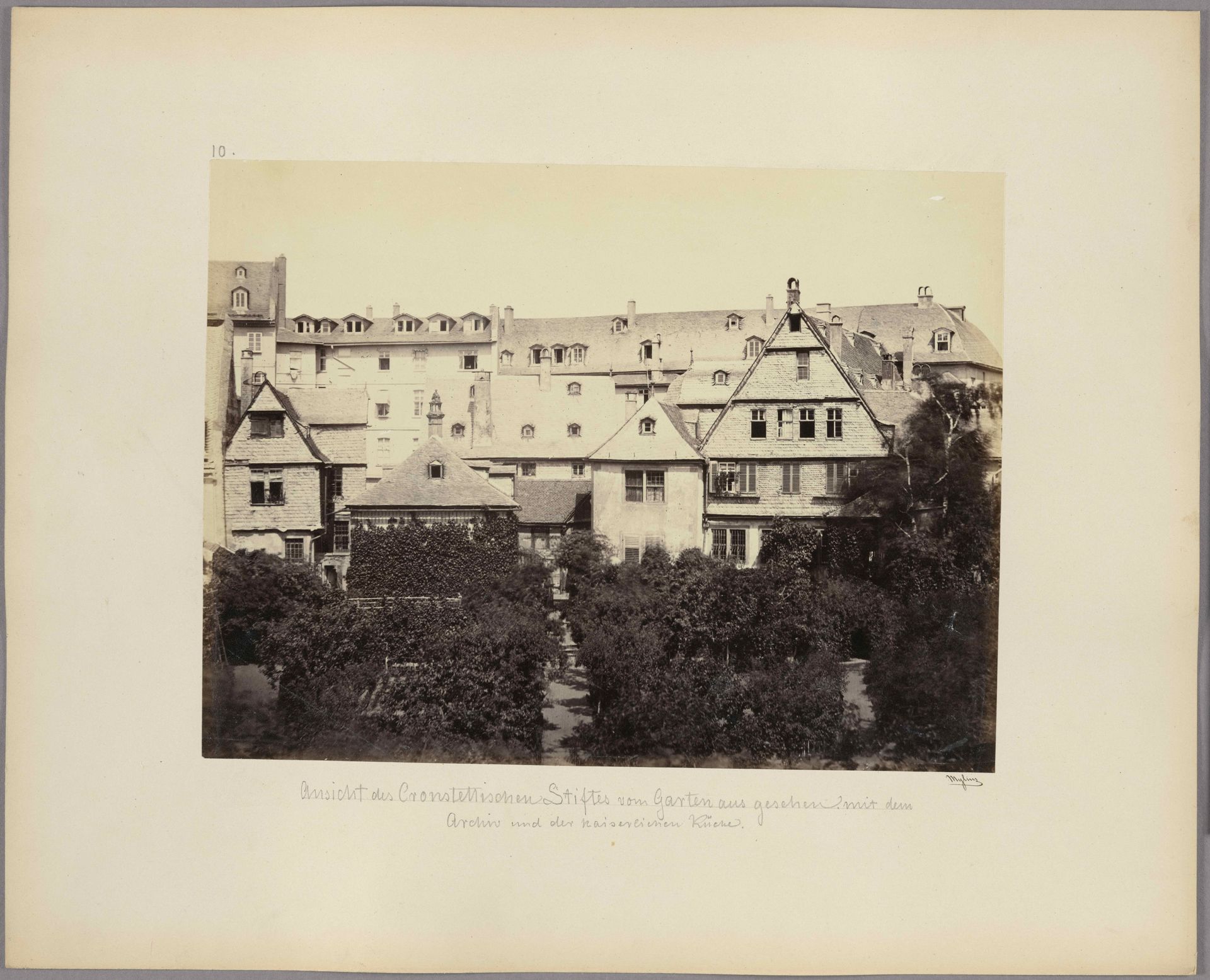 Frankfurt am Main_ View of the Cronstettisches Stift from the garden, with archive and imperial kitchen, no. 10 by Carl Friedrich Mylius