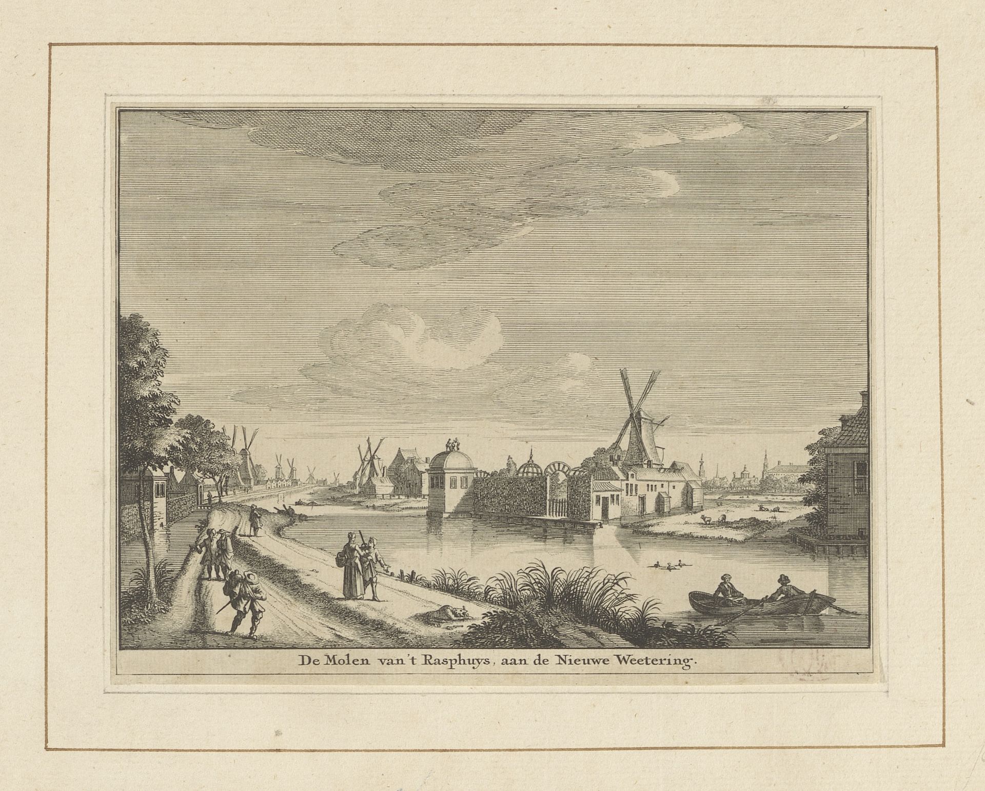 Gezicht op de Rasphuismolen te Amsterdam by Jan Goeree