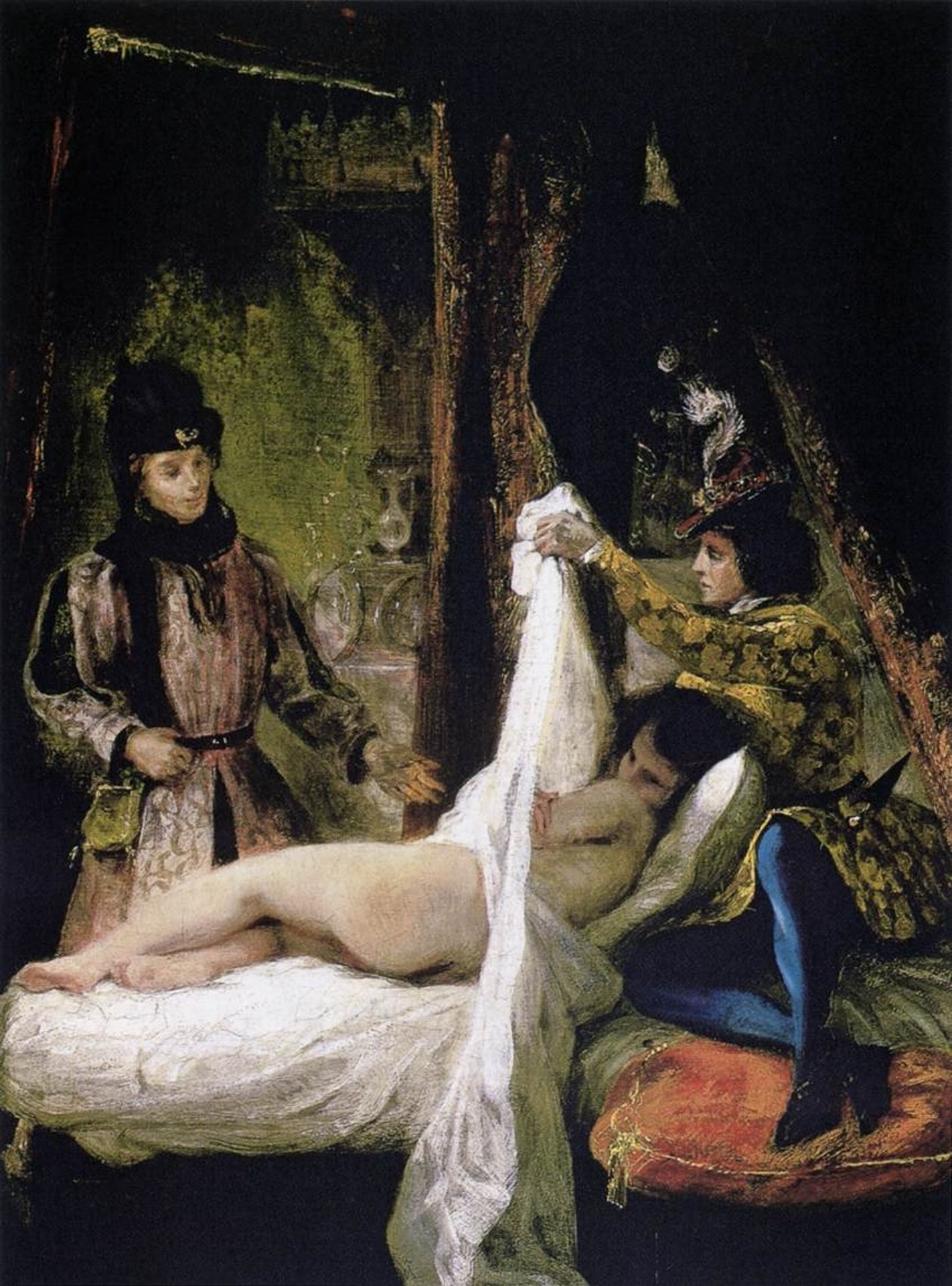 The Duc d'Orleans Showing his Mistress to the Duc de Bourgogne by Eugène Delacroix