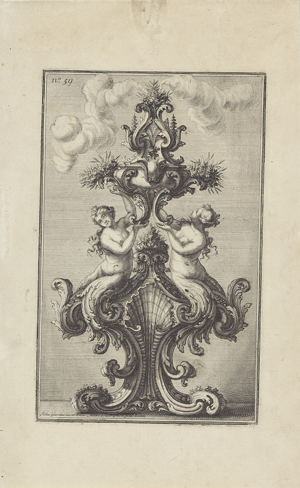 Wierookbrander met twee vrouwen uitlopend in bladornament by Maximilian Joseph Limpach