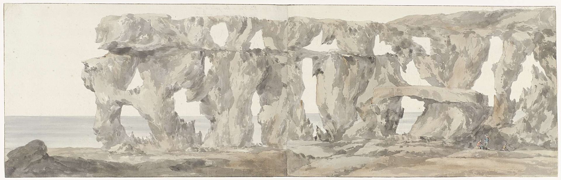 Gezicht op een rots onderweg bij bezichtiging van eiland Ghozo by Louis Ducros