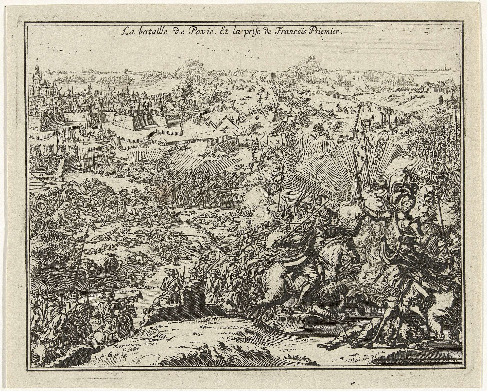 Slag bij Pavia by Jacobus Harrewijn