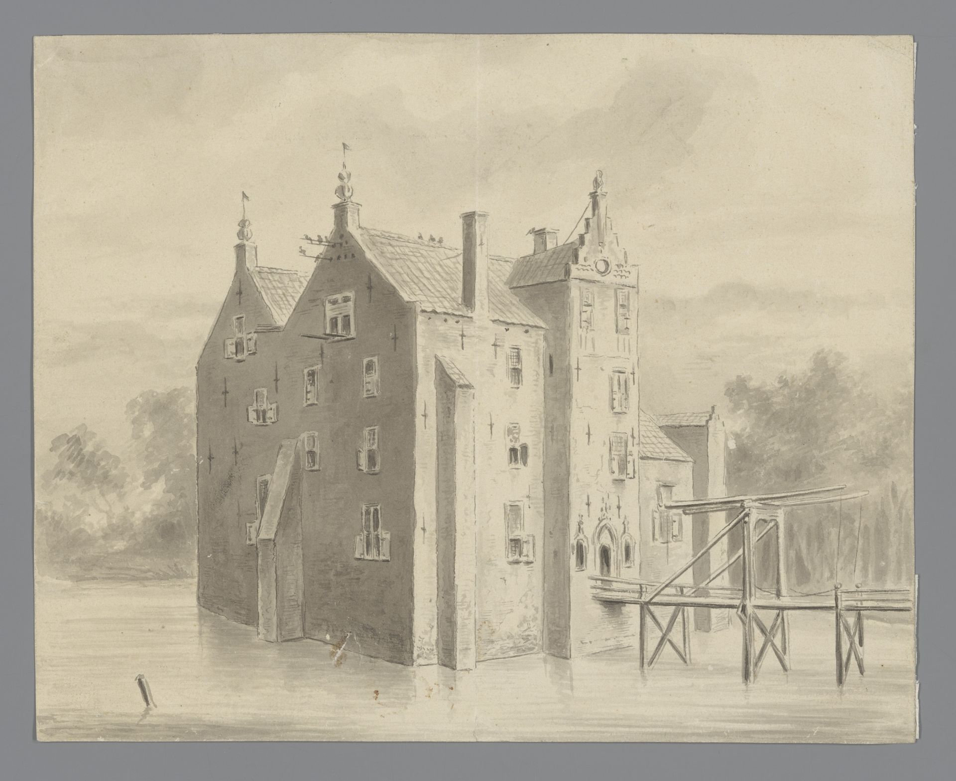 Gezicht op Kasteel Zuilichem by Alexander Ver Huell