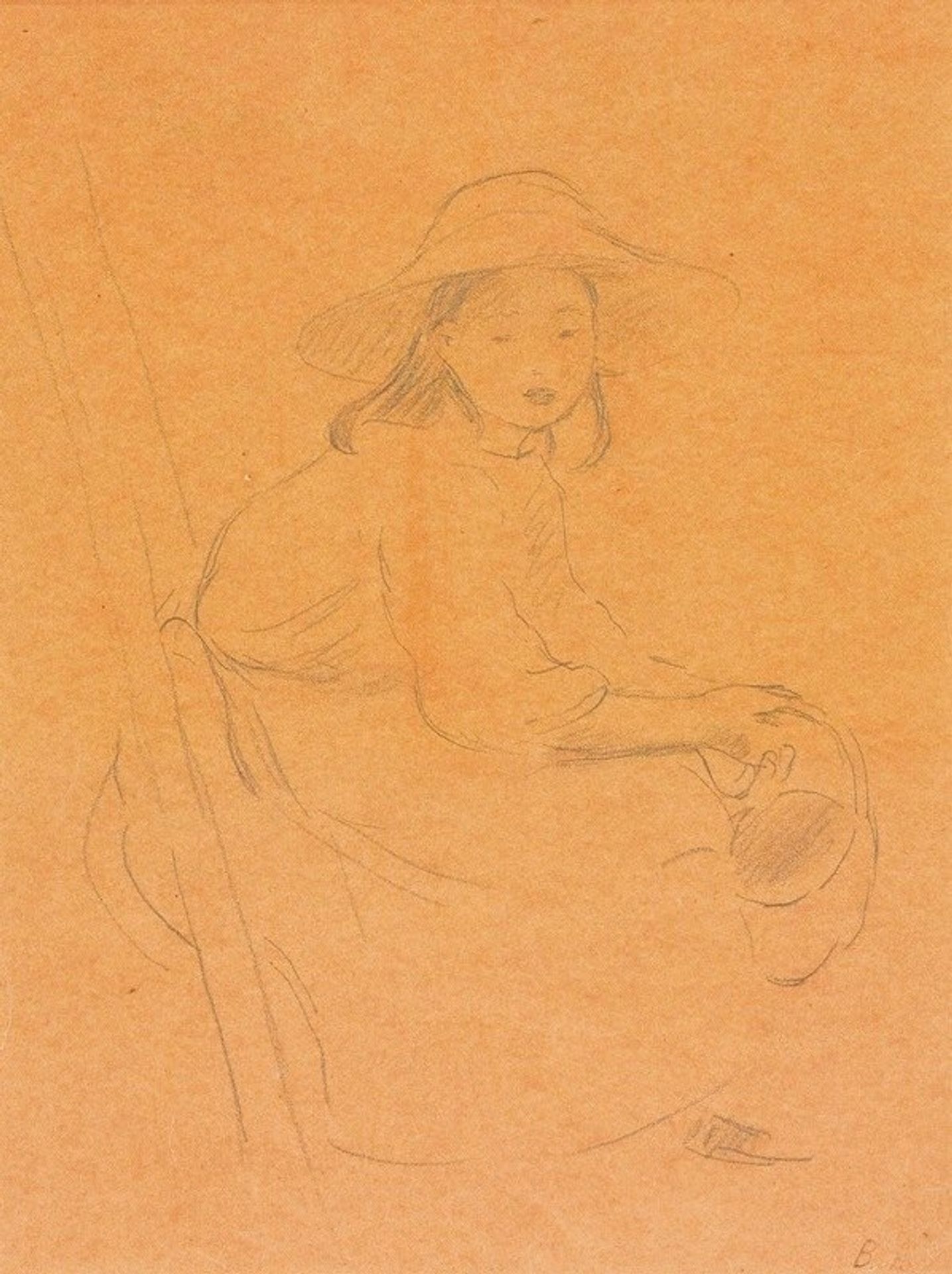 Jeune Fille Assis Sur Une Échelle by Berthe Morisot