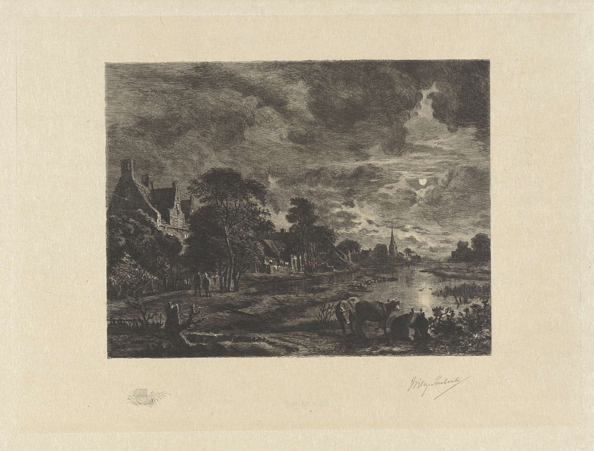Landschap bij maanlicht by Willem (II) Steelink