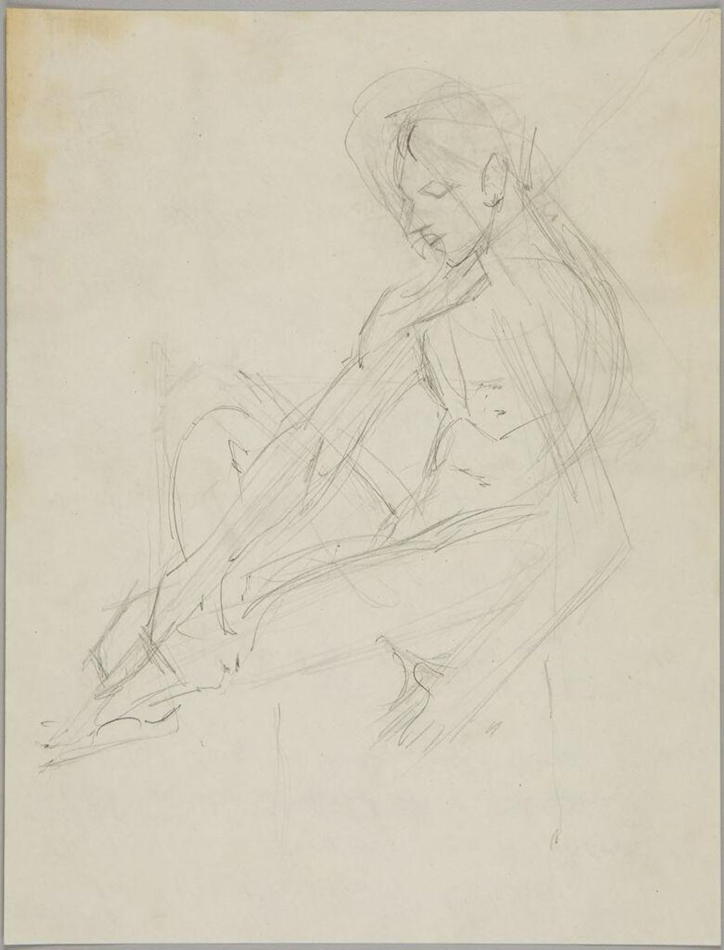 Sketch of a Seated Male Nude by Denman Waldo Ross