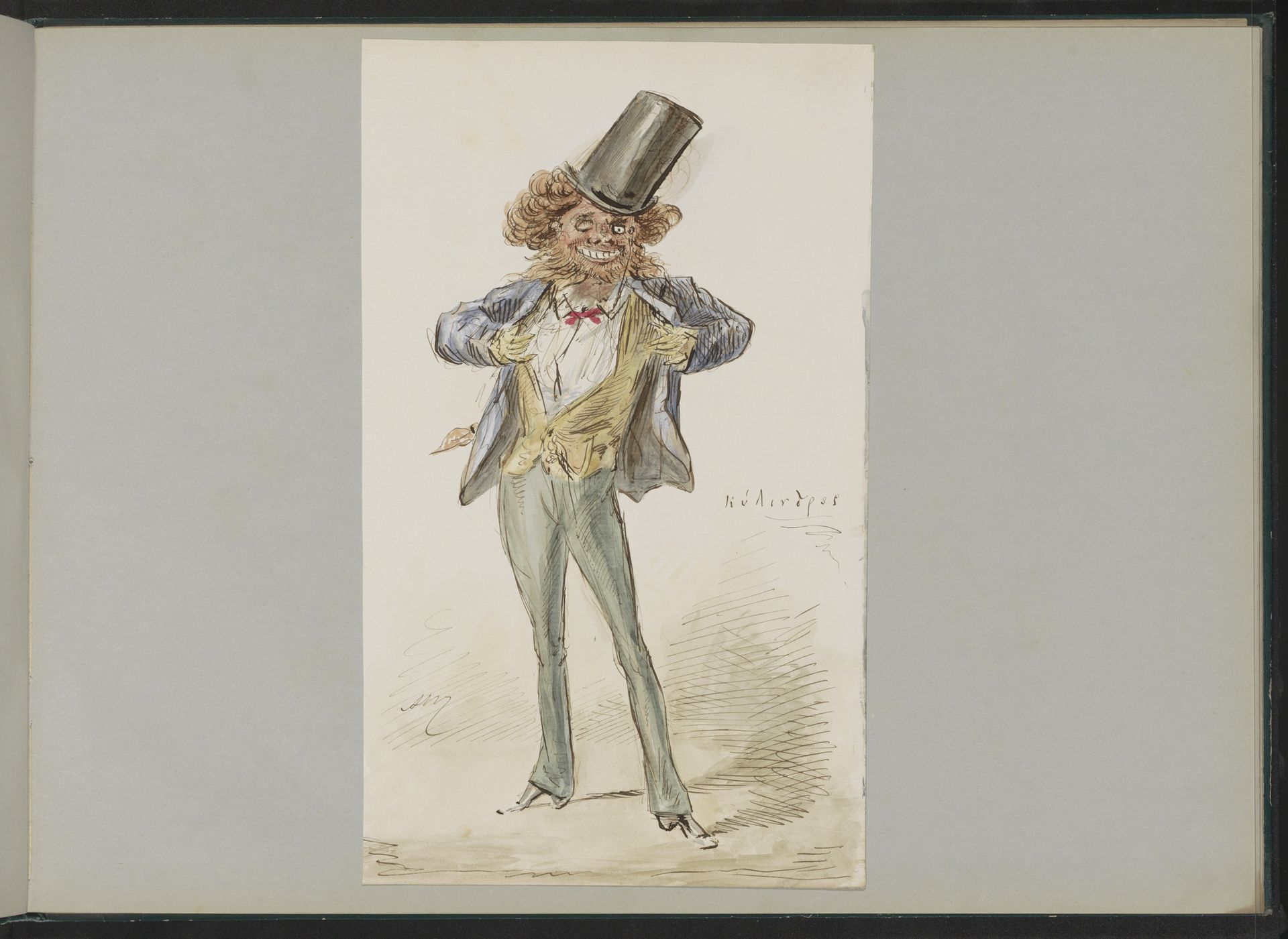Karikaturale figuur met een bolhoed by Alexander Ver Huell