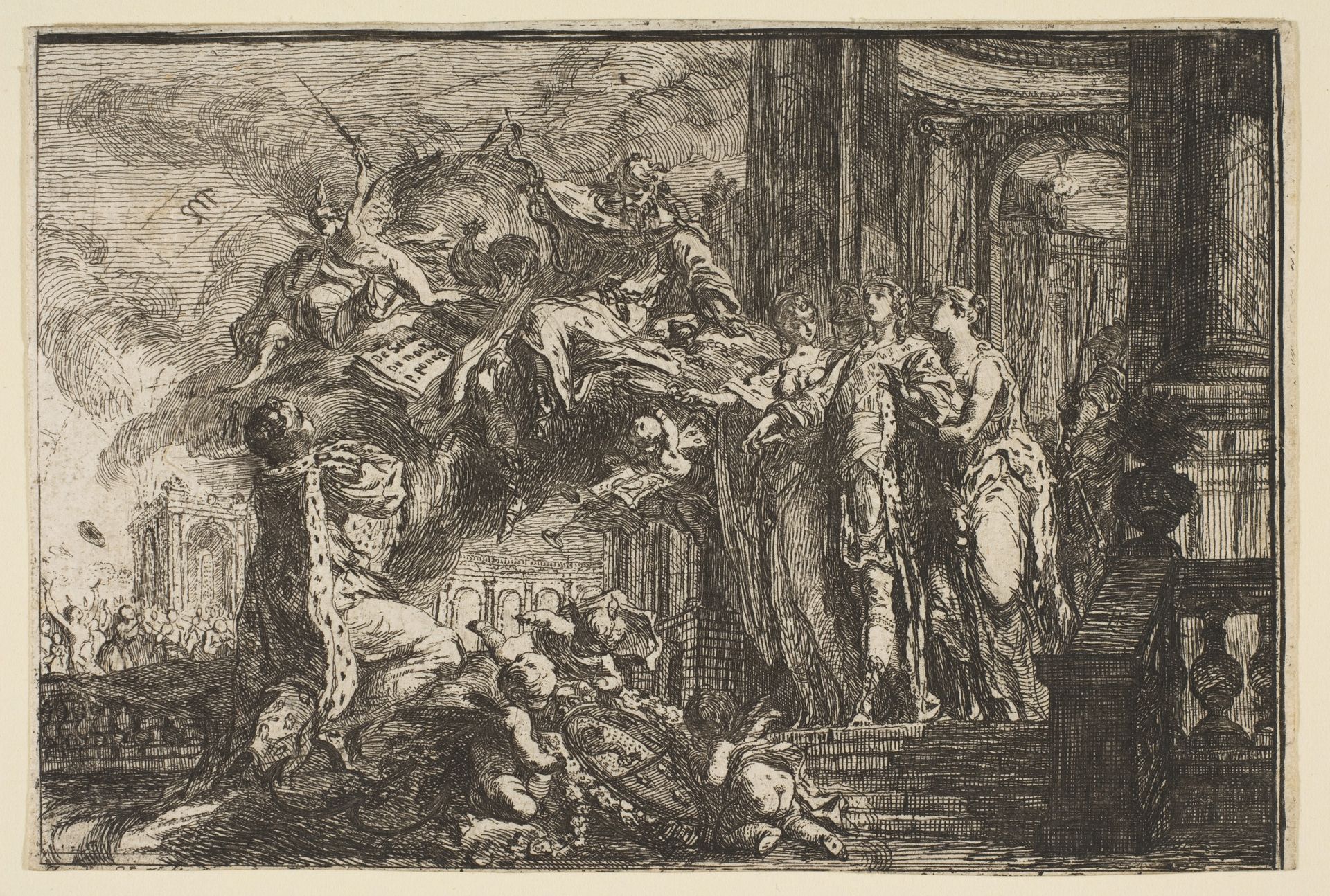 Allegorie sur la Convalescence du Dauphin by Gabriel de Saint-Aubin