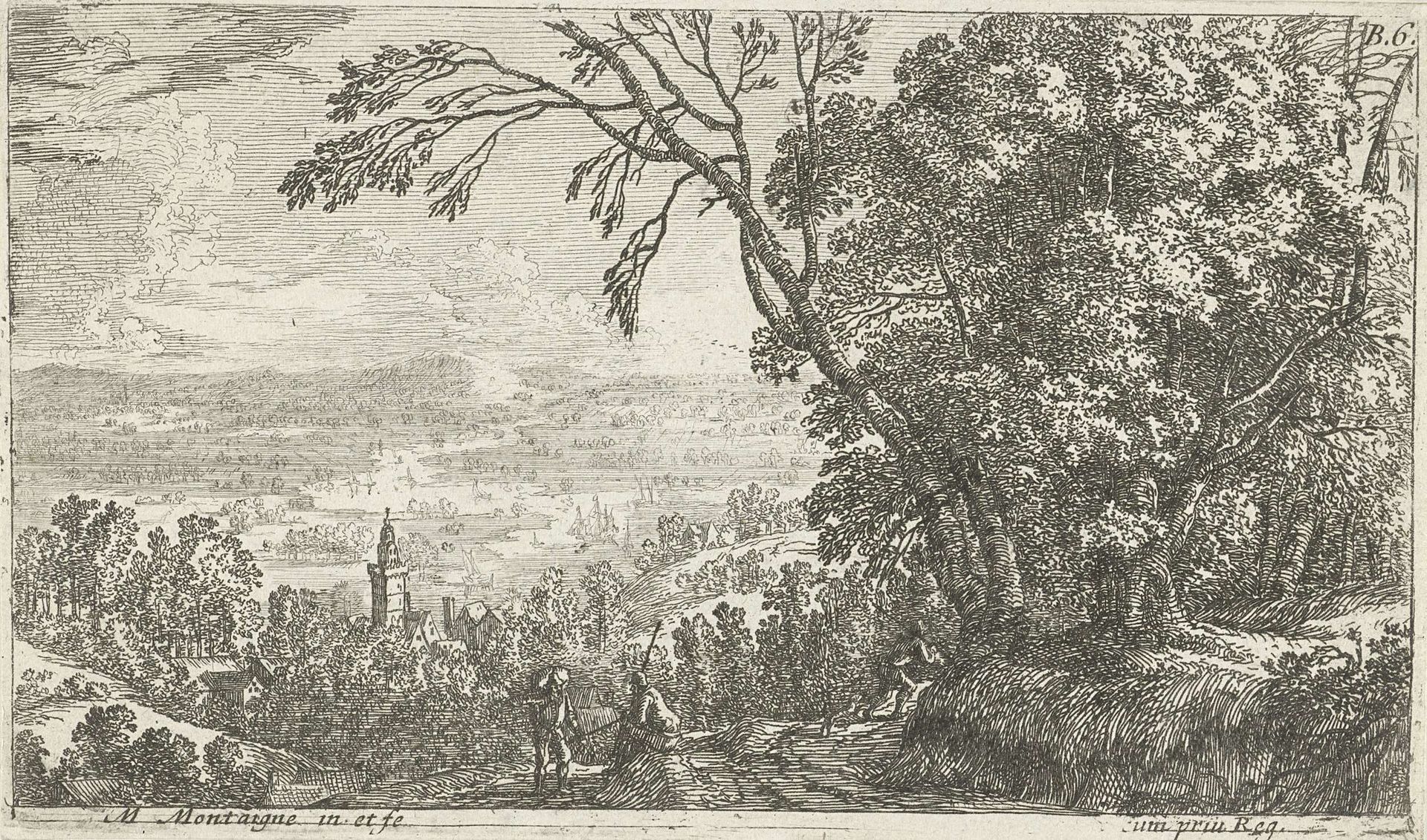 Gezicht op heuvelachtig landschap by Matthieu van Plattenberg