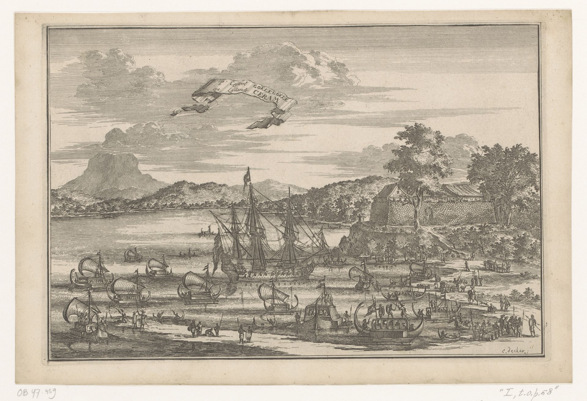 Gezicht op kasteel Gulegule op Seram by Coenraet Decker