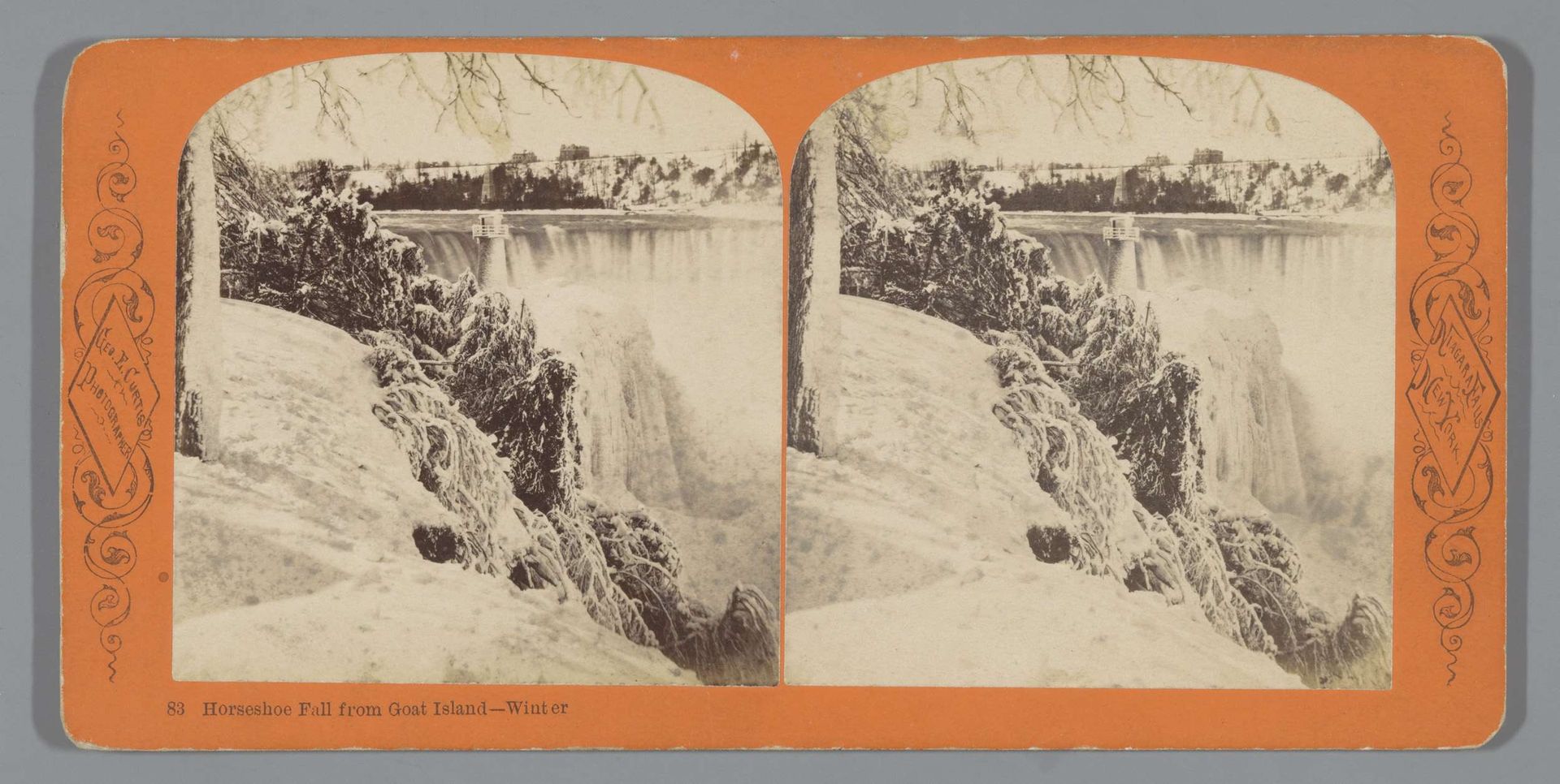 Horseshoe Falls in de winter, gezien vanaf Goat Island by George E. Curtis