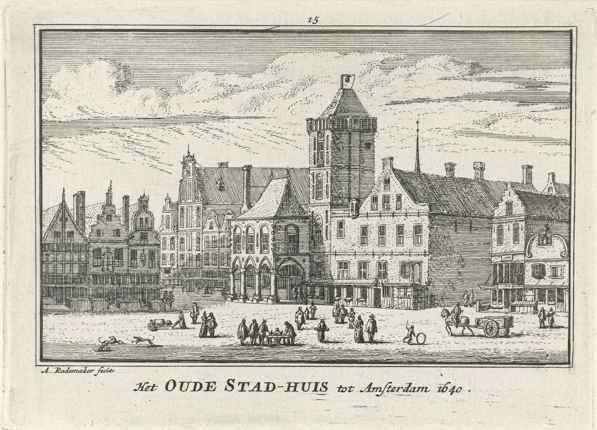 Gezicht op het Oude Stadhuis van Amsterdam, 1640 by Abraham Rademaker