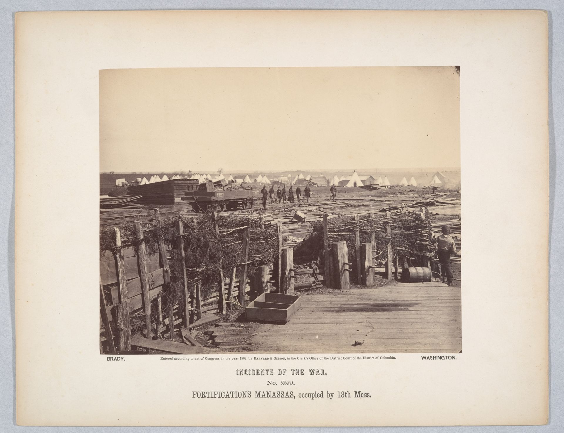 Fortifications, Manassas, Occupied by 13th Mass. by Mathew B. Brady