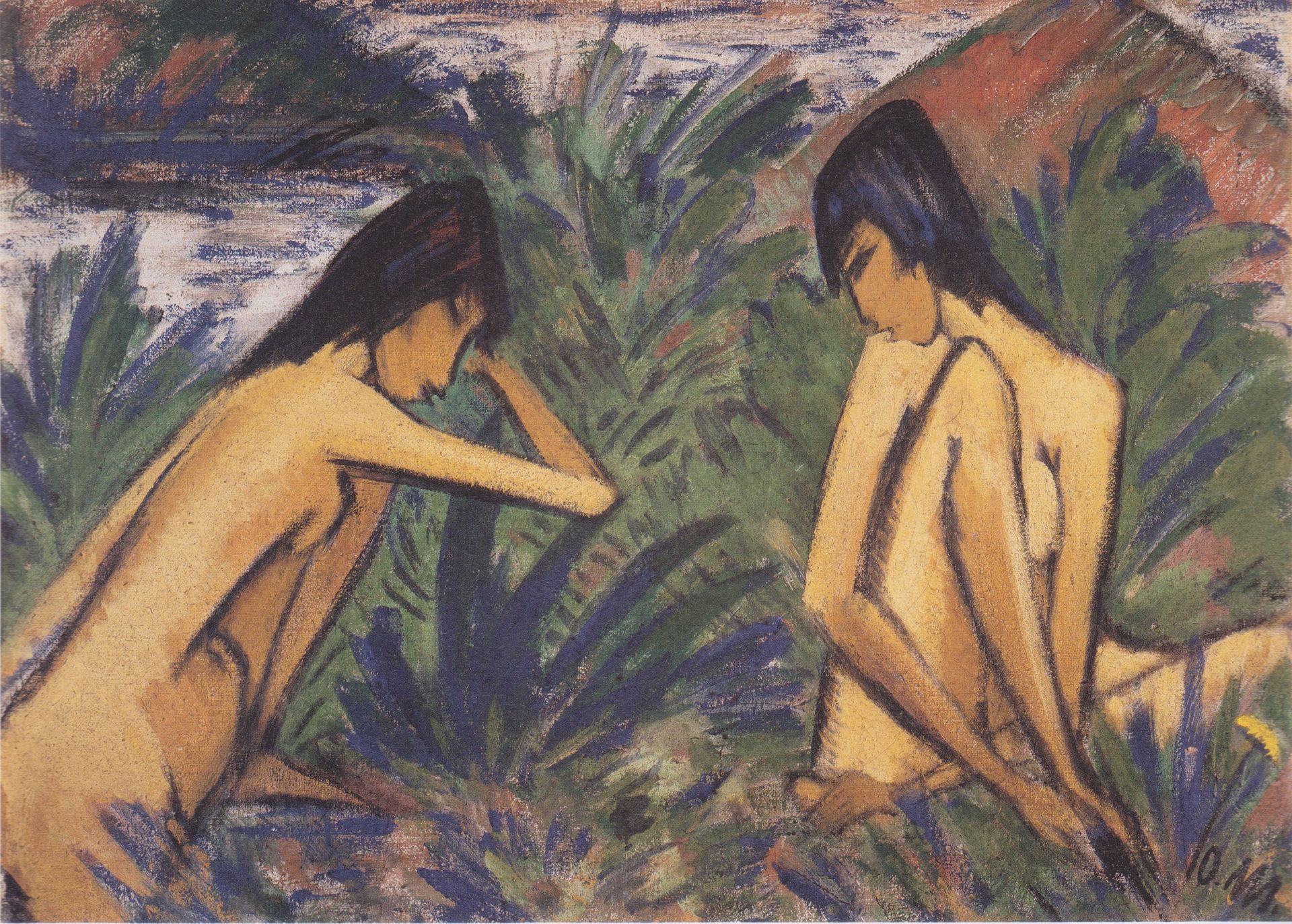 Zwei Badende Mädchen by Otto Mueller