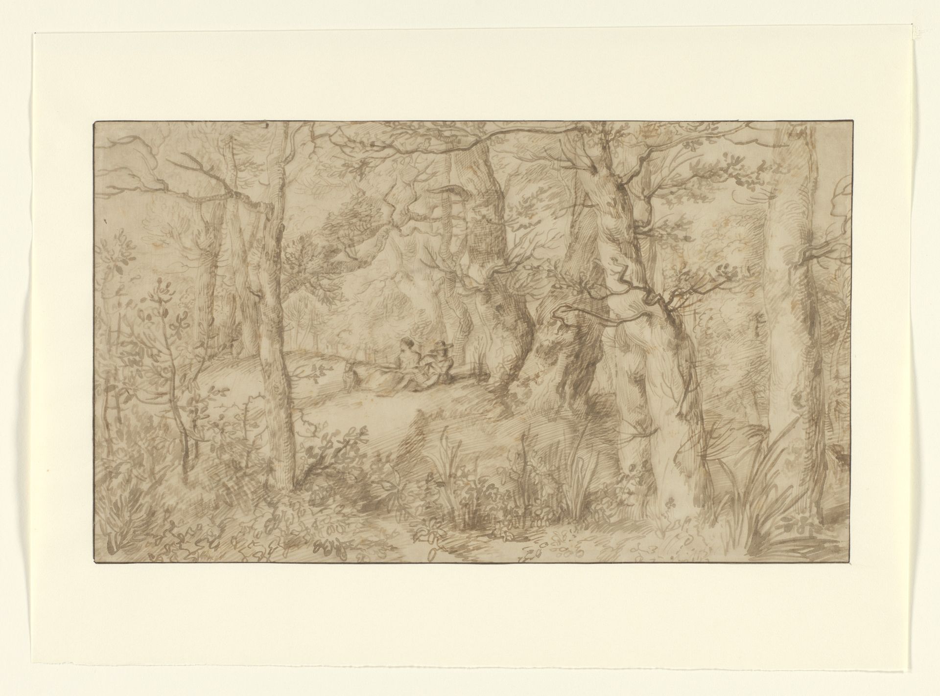 Bosgezicht met rustend paar by Jan Lievens