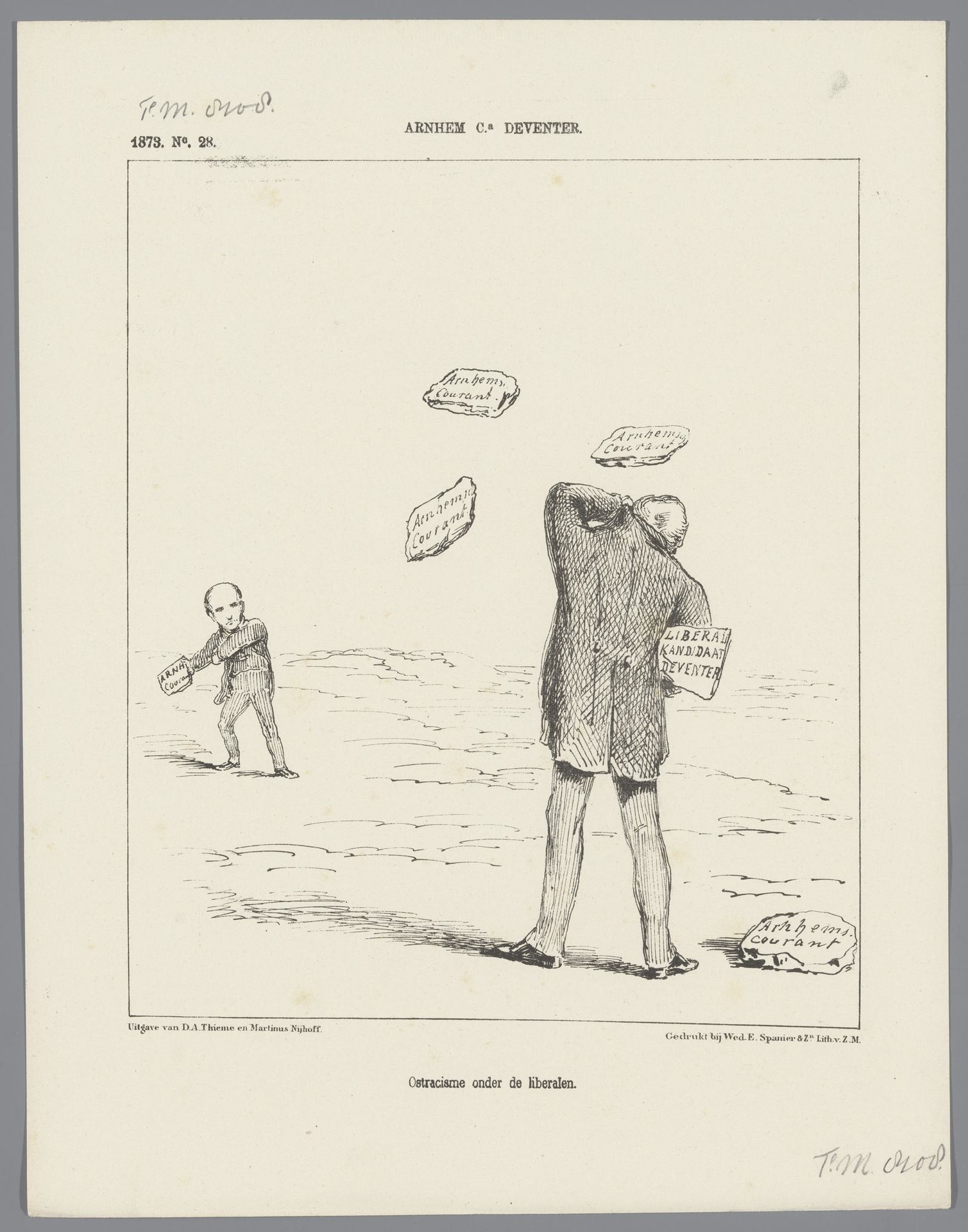 Spotprent op de verkiezing te Deventer, 1873 by Johan Michaël Schmidt Crans