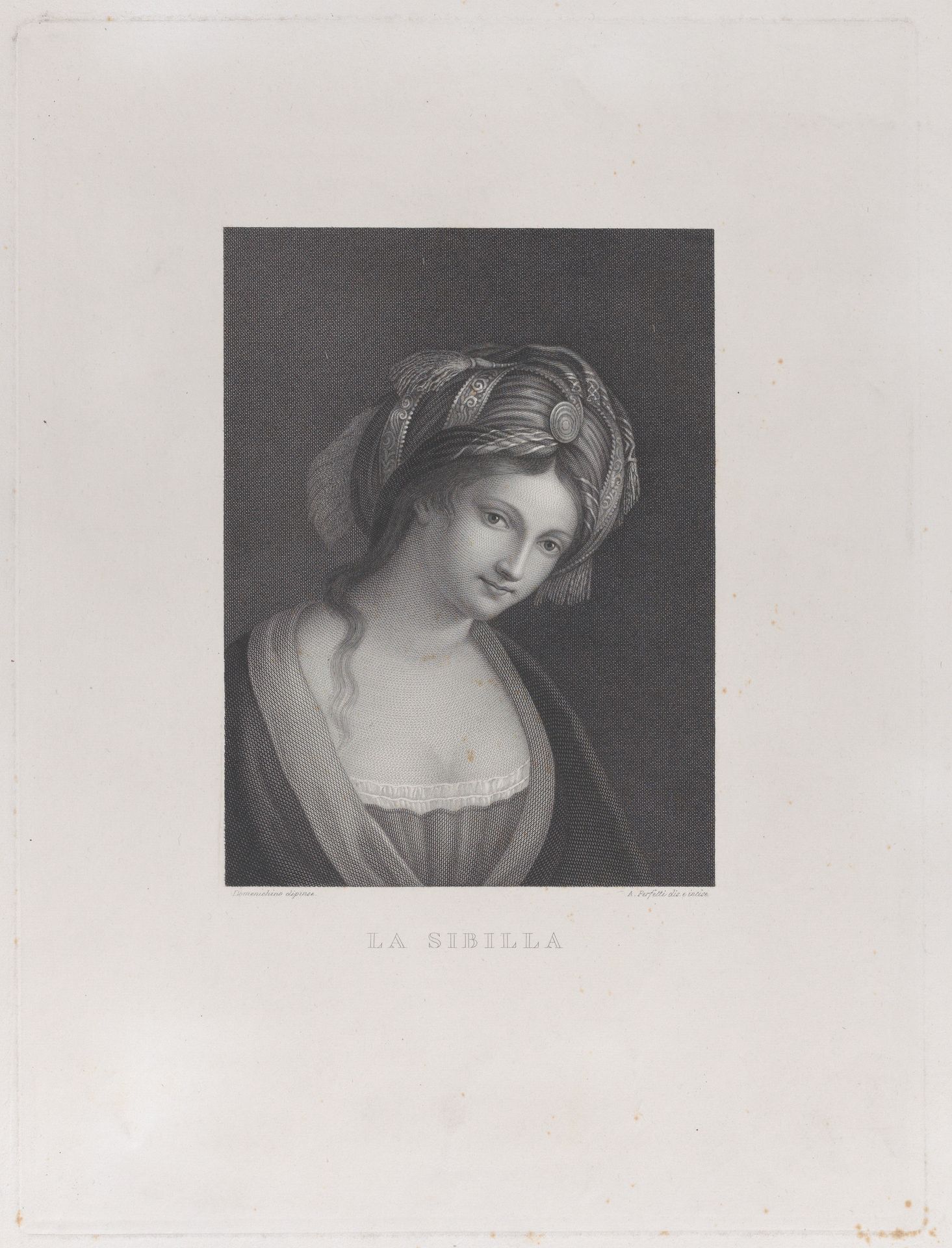 A sibyl, head and shoulders, wearing a turban by Antonio Perfetti