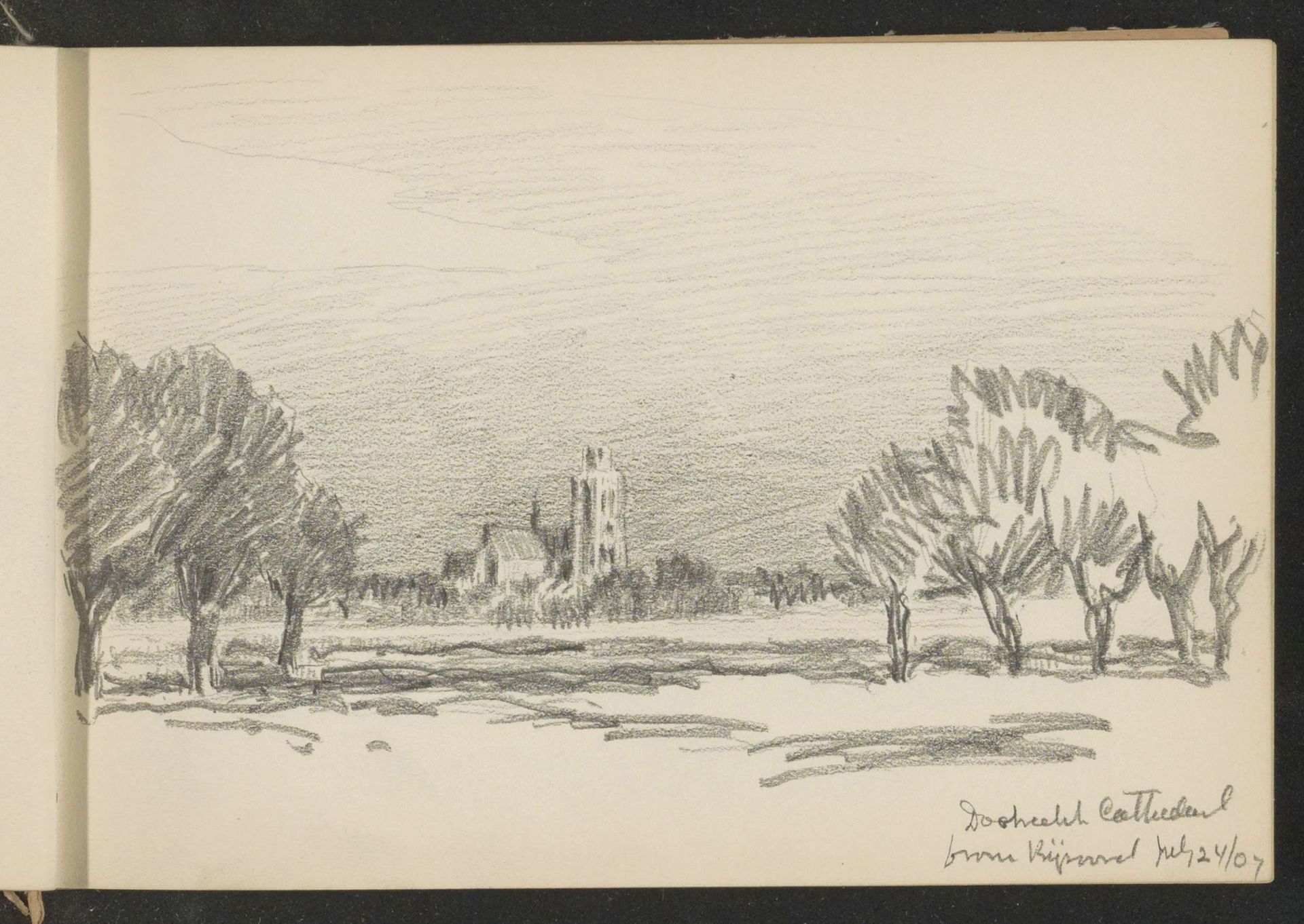 Gezicht op Dordrecht met de toren van de Grote Kerk by Alexander Shilling