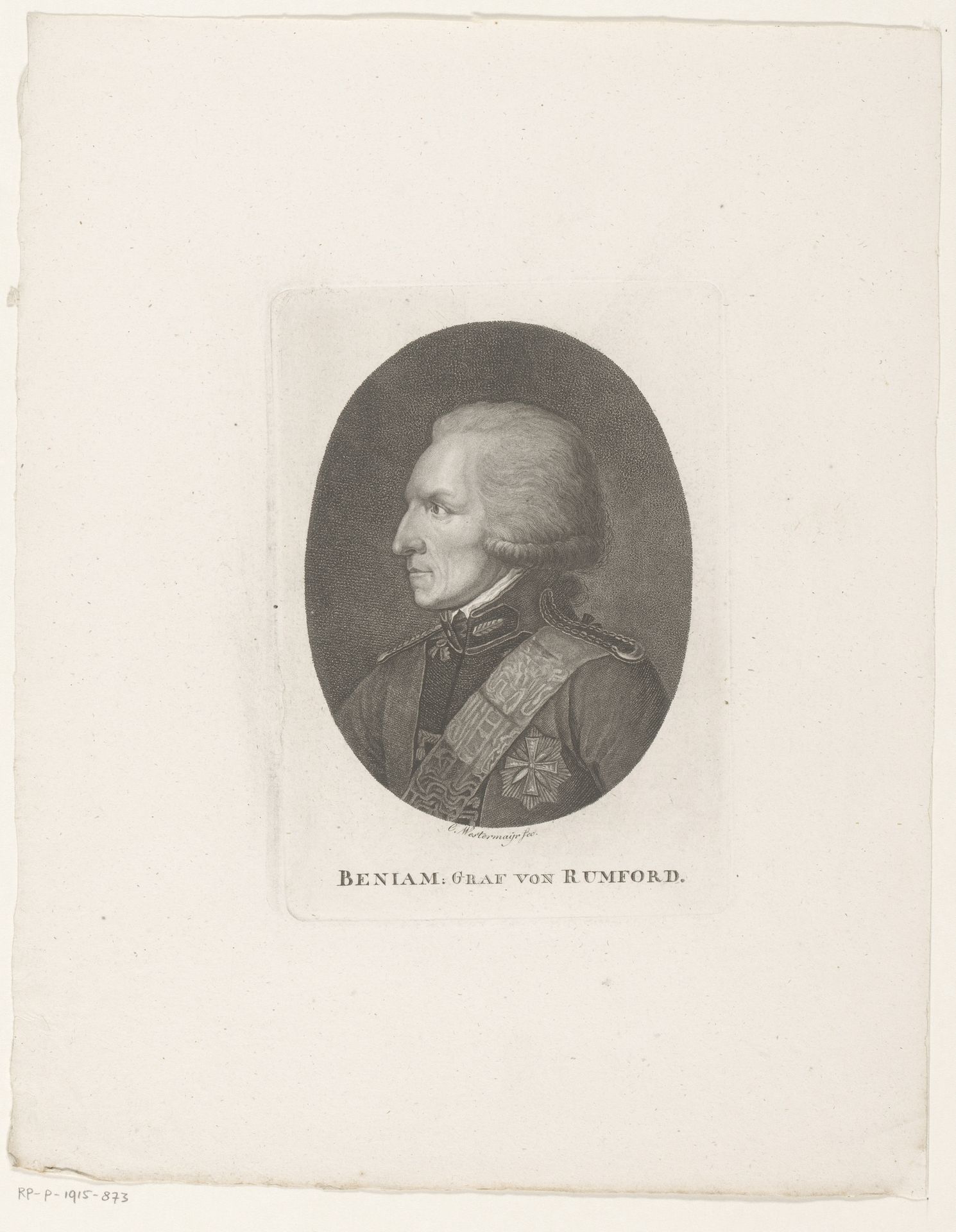 Portret van Benjamin Thompson von Rumford by Konrad Westermayr