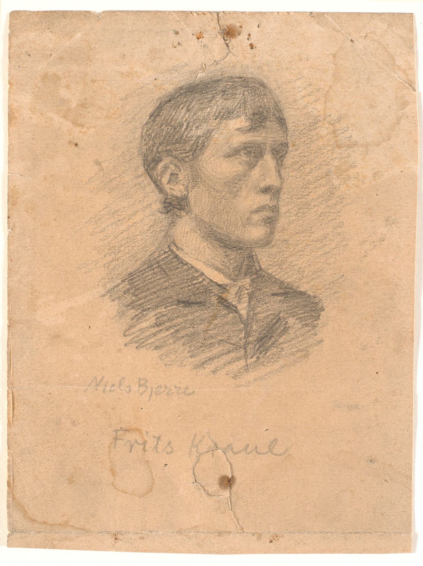 Portræt af maleren Frits Kraul (1862-1935) i 3/4 profil by Niels Bjerre