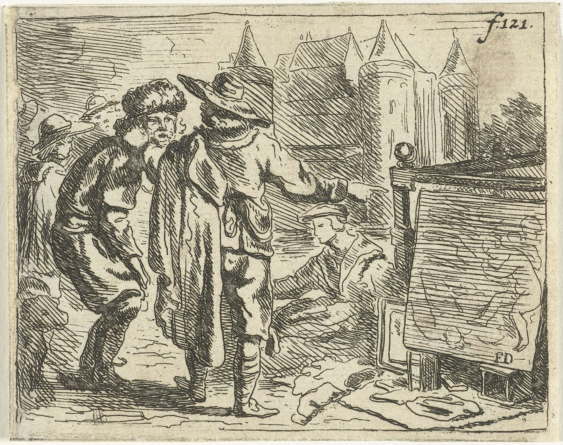 Man met bontmuts wordt aan zijn oor getrokken by Francoys Dancx