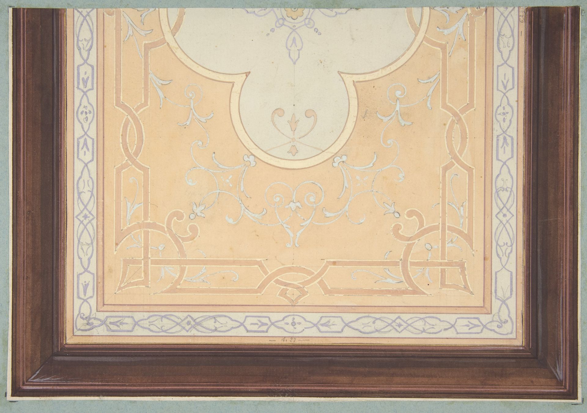 Design for the decoration of a ceiling with strapwork and rinceaux ...