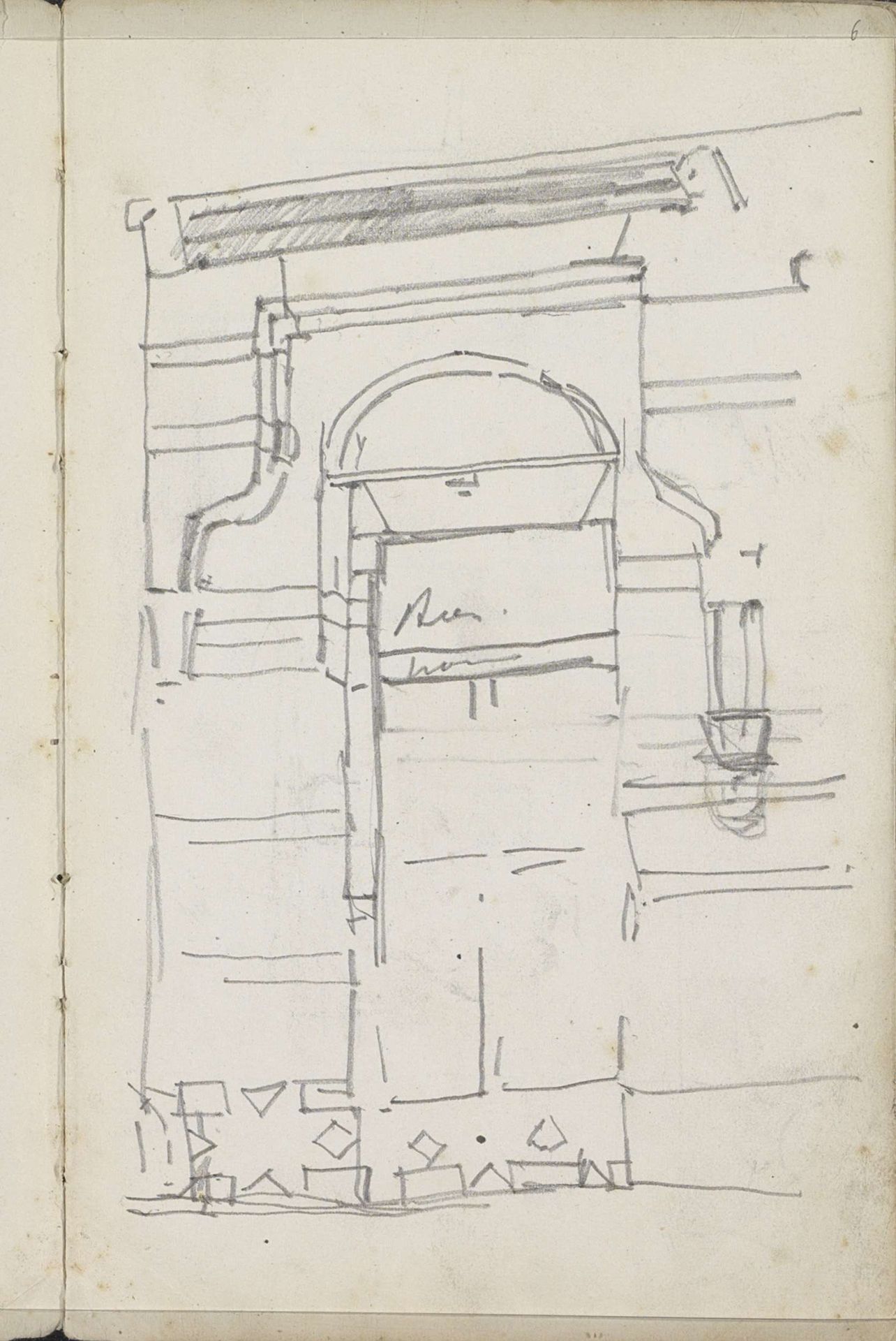 Architectuurstudie, mogelijk een poort of gevel by George Hendrik Breitner