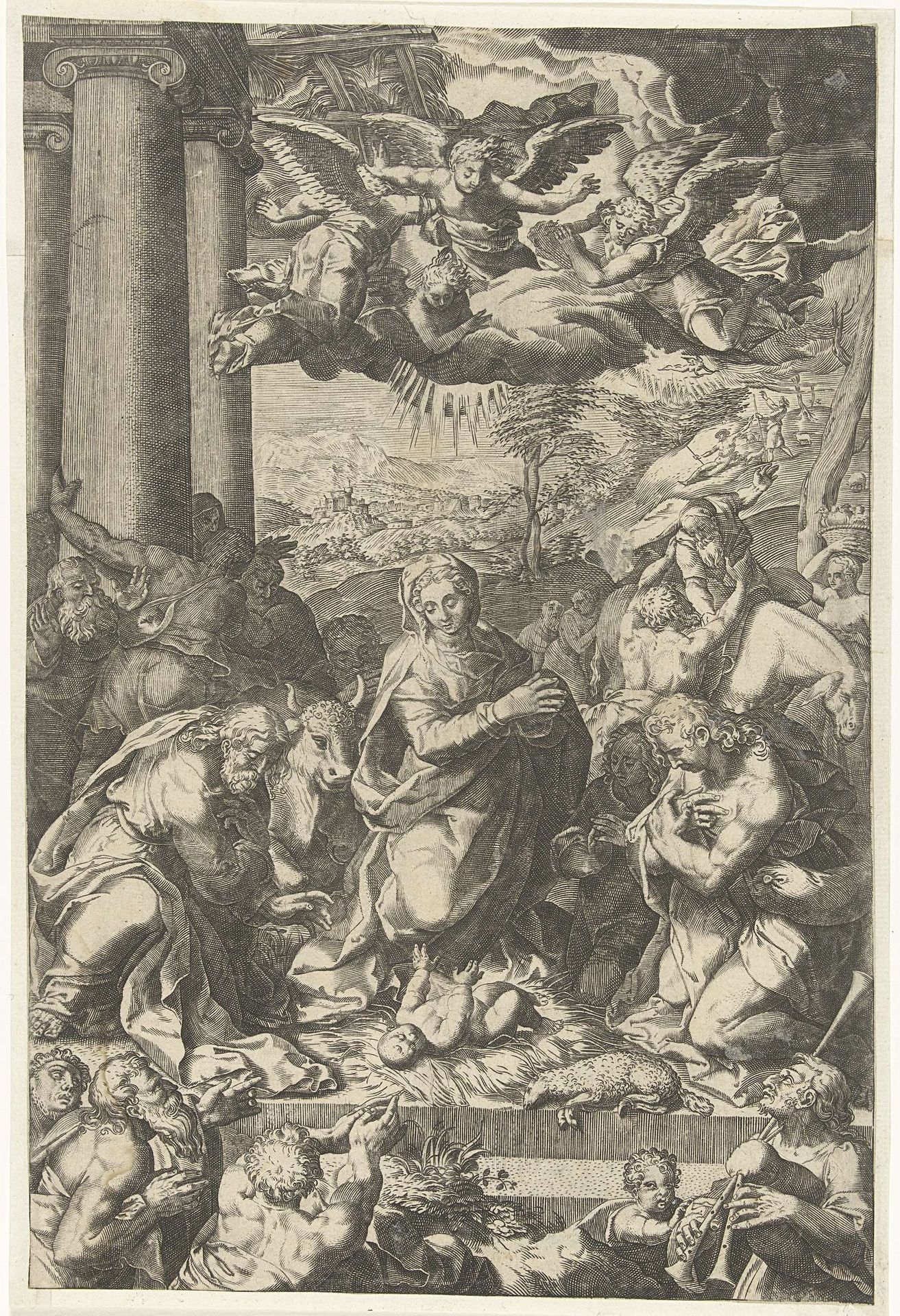 Aanbidding door de herders by Anonymous
